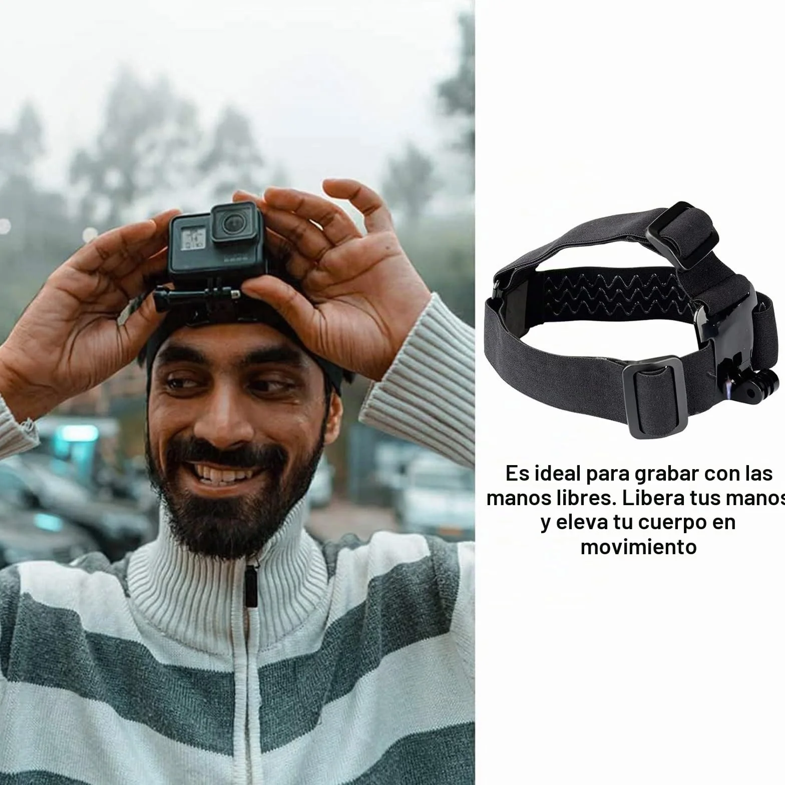 Diadema para Cámara de Acción,Diadema Elástica para Cámara,Correa para la Cabeza de la Cámara de Acción,Cinta de Nylon Ajustable Elástica Correa,Diadema para Cámara,para Cámara Deportiva de Acción,1PC
