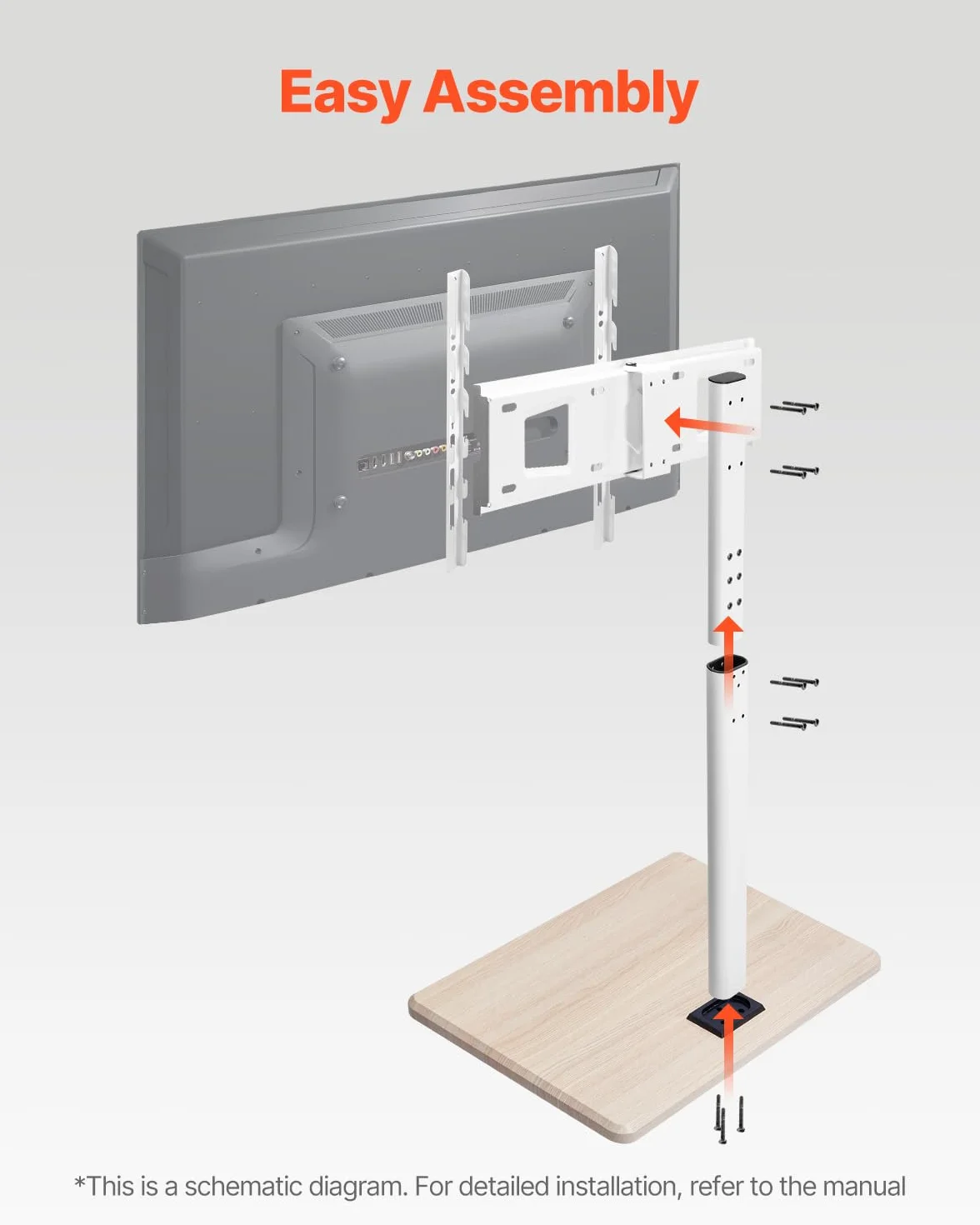 VEVOR Soporte de TV con Ruedas para Televisores 812,8-1778 mm 45 kg, Rotación 25° Izquierda Derecha, Altura Ajustable, Estante