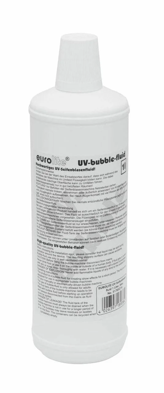 Showlite BM-60 Máquina de Burbujas 60W con mando a distancia por radio y 1L Eurolite Fluido UV azul (tanque de 0,6l, 2-3 horas de duración con tanque lleno, efecto fiesta, Disco Bubbles)