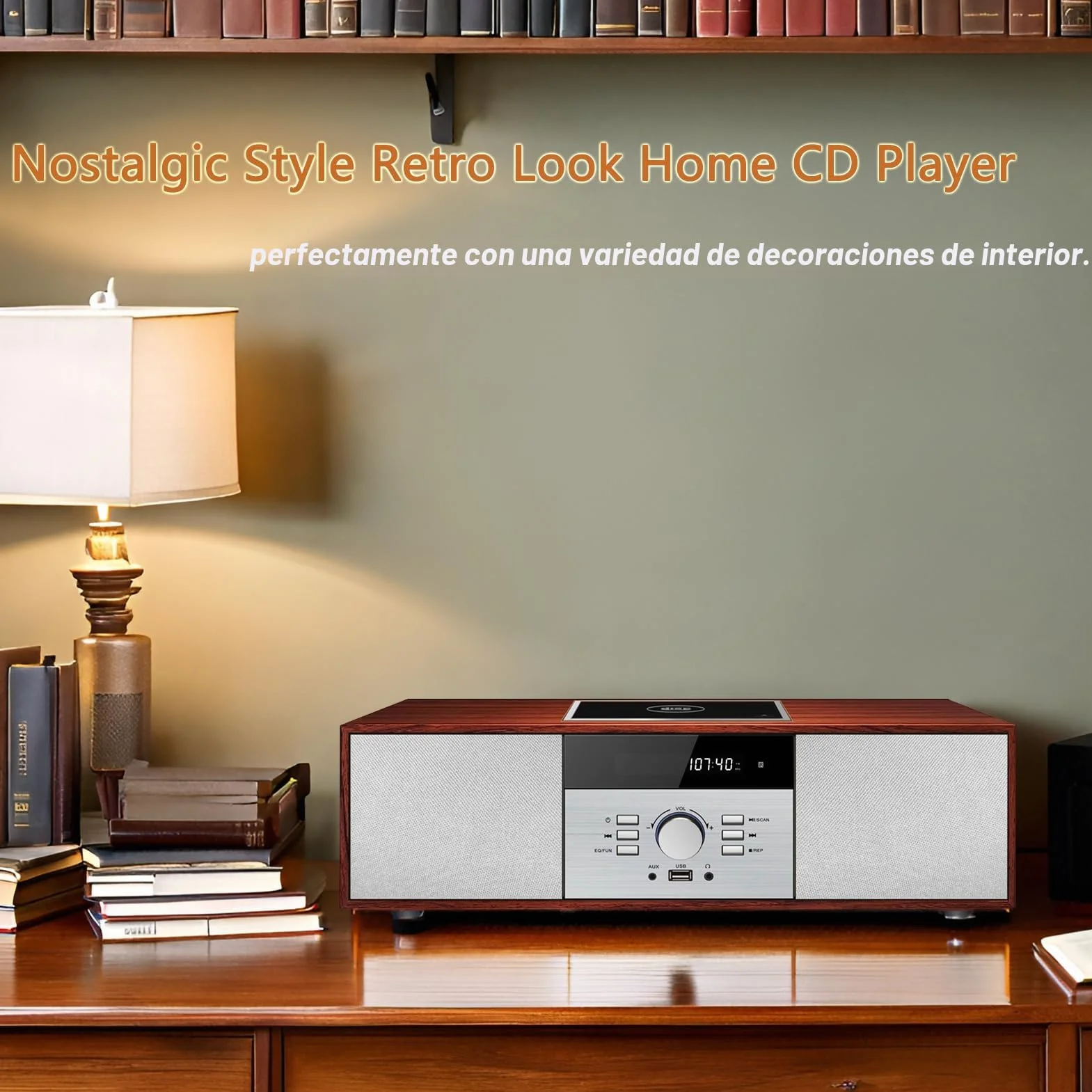 WISCENT Reproductor de CD 30 W RMS con Bluetooth Radio FM USB AUX