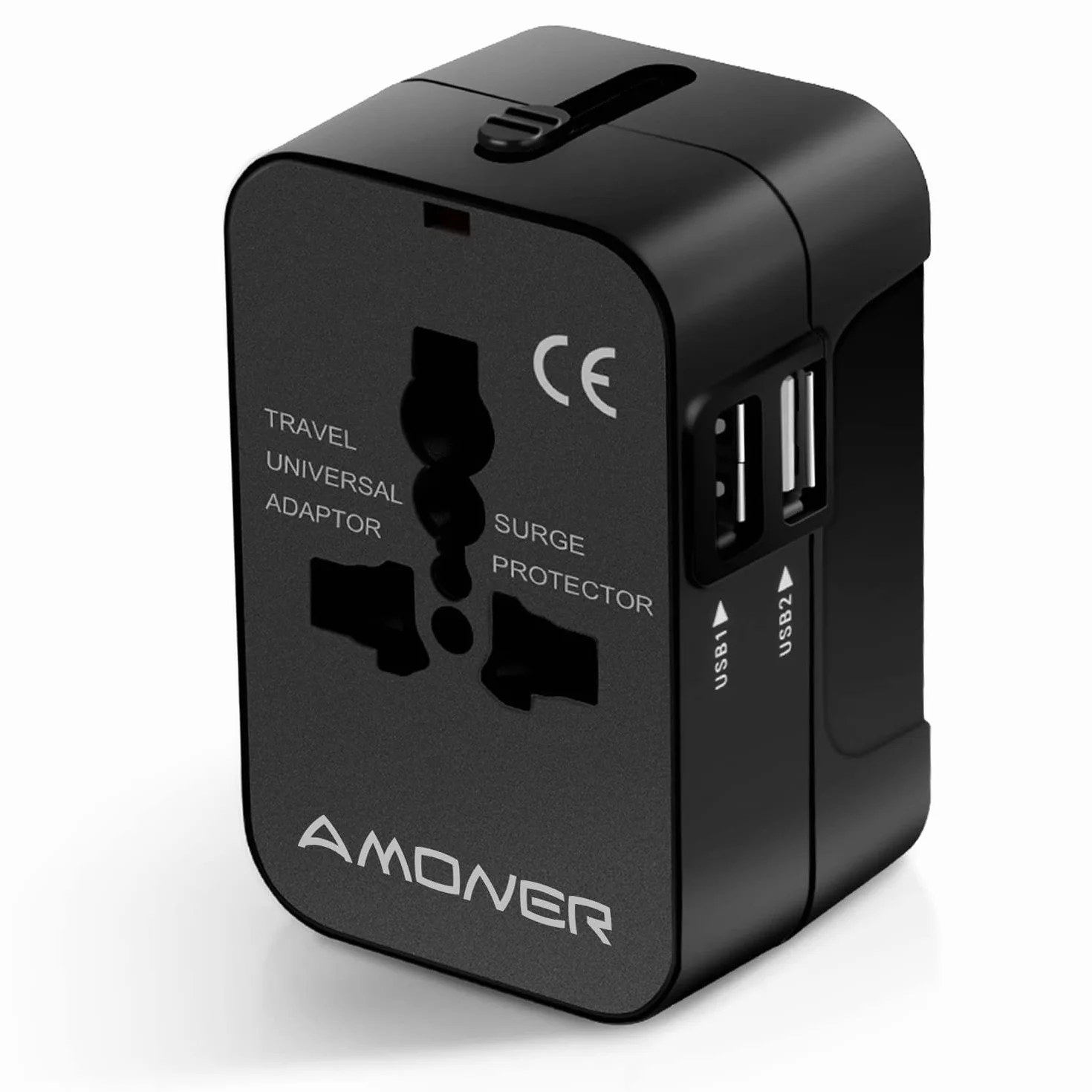 Amoner Adaptador Enchufe De Viaje Universal Enchufe Adaptador Internacional con Dos Puertos USB para USA Europa UK Irlanda Tailandia AU Japón China Canadá