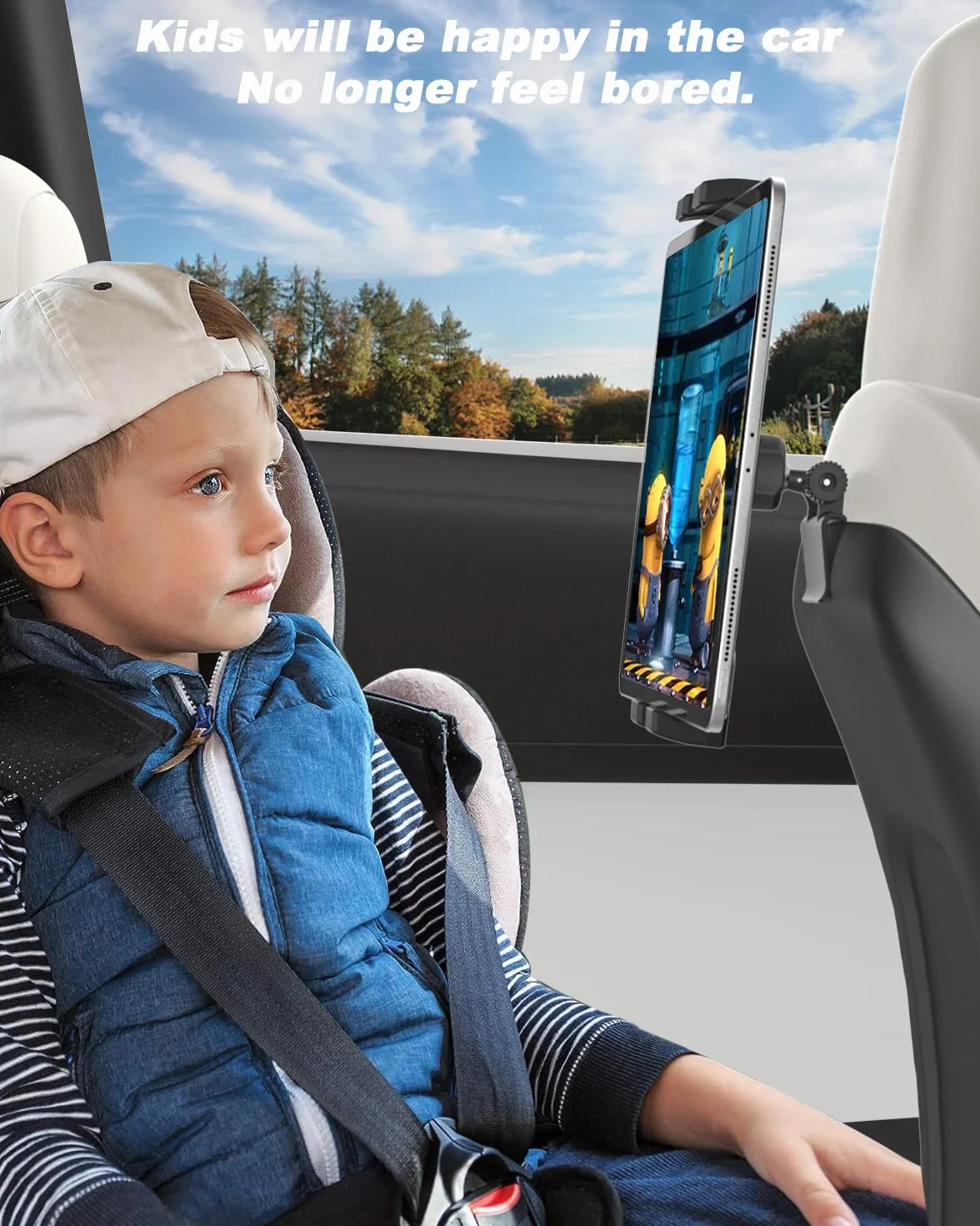 Soporte Tablet Tesla Asiento Trasero, Soporte Tableta Reposacabezas Coche Model Y Model 3 para Niños con Rotación de 360° para iPad Pro 12.9 Air Mini, Galaxy Tab, Fire, Switch, Móvil, 4-13"