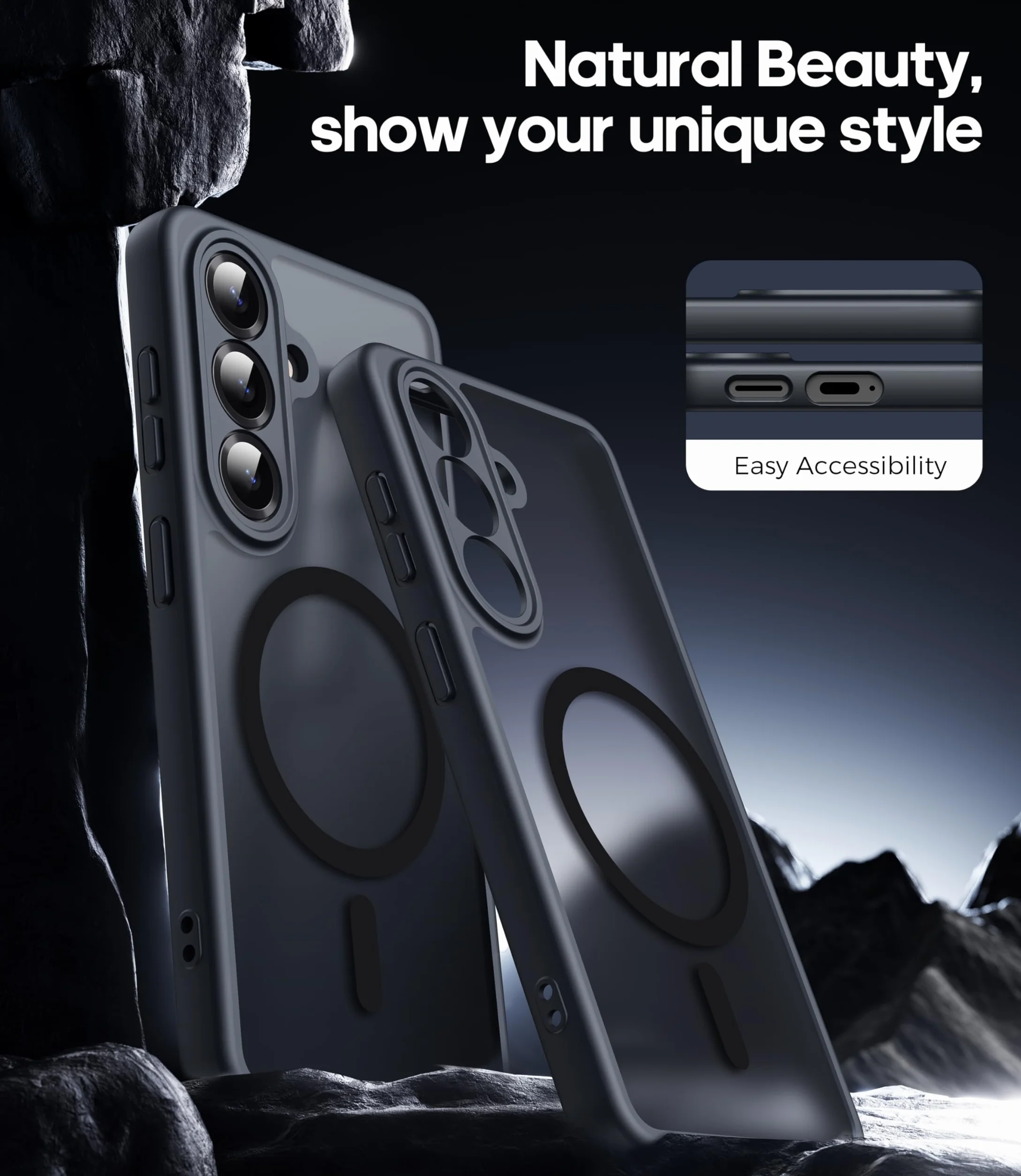 Opkiegrn Funda para Samsung Galaxy S26 Magnética Compatible con Magsafe con 2 Protector de Pantalla Carcasa, Protectora Antigolpes para S26 Translúcido TPU Mate Funda - Negro
