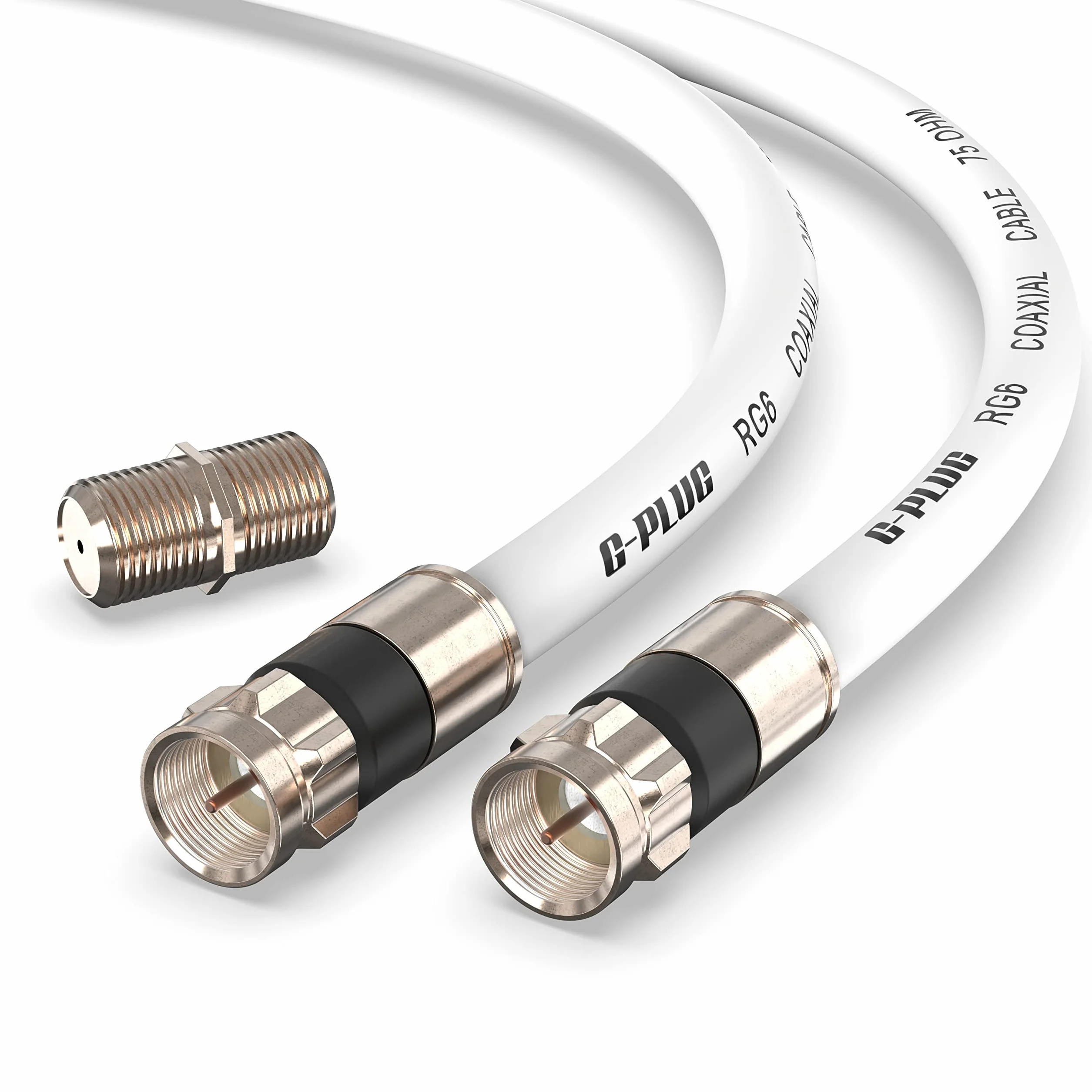 G-PLUG RG6 Set de Conectores para Cable Coaxial TV 3m – Antena TV Digital, Satélite, Internet Banda Ancha