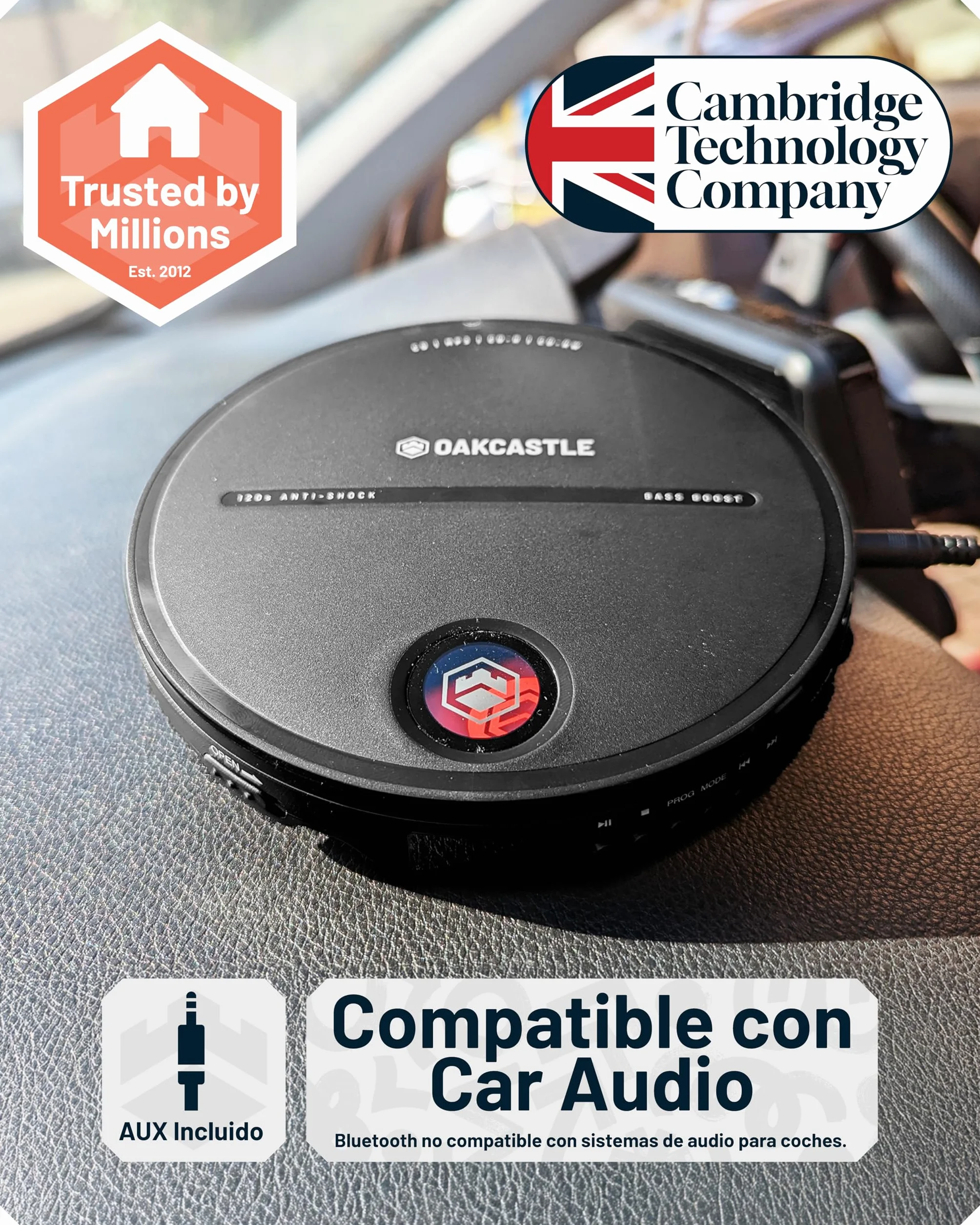 OAKCASTLE CD10 Reproductor CD Portatil con Bateria 7 Horas Auriculares Antichoque