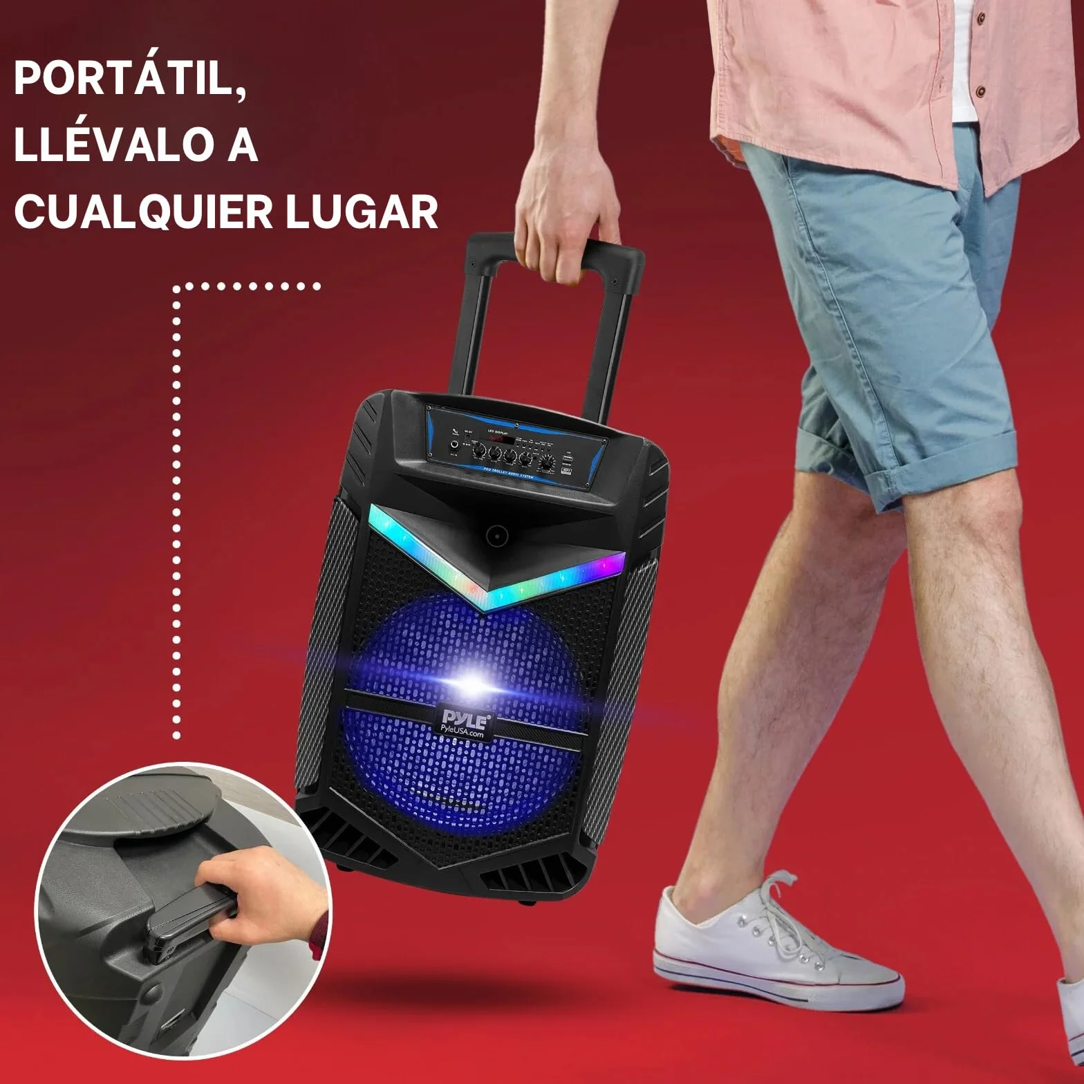 Pyle Sistema de Altavoces PA 1200W Bluetooth Portátil Subwoofer 15" Tweeter 1" Negro
