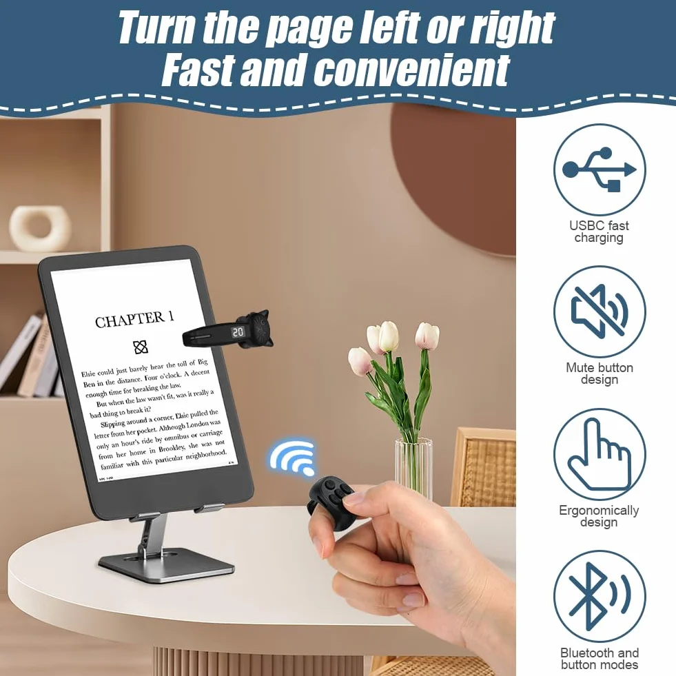Vicloon Mando a Distancia para Lectura de Páginas en Kindle, iPad, iPhone, Android Tablets