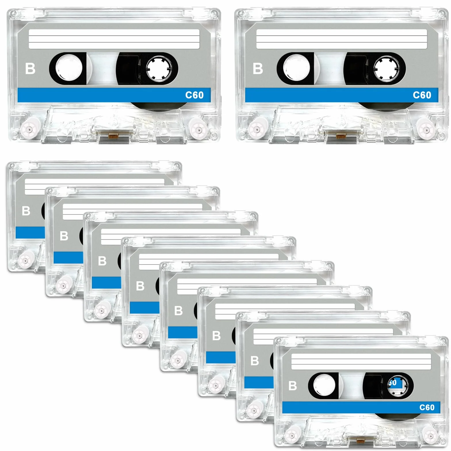 Cassettes de Audio Vacíos 60 min, 10 Unidades para Grabación y Conferencias