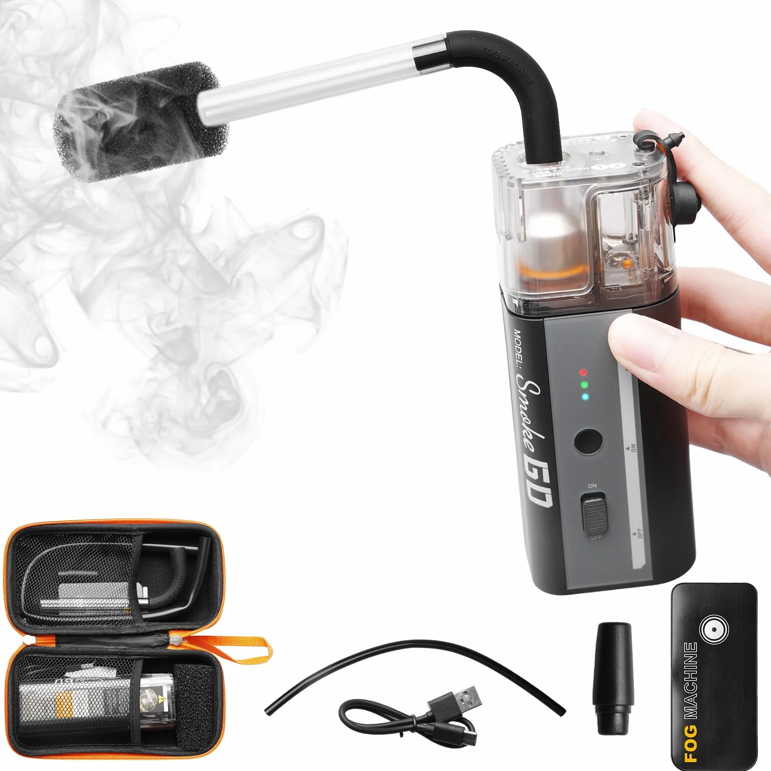 Mini máquina de niebla con mando a distancia inalámbrico, Leikurvo de 30 W portátil con batería, alcance de 10 m, máquina de humo recargable para fotografía, bodas, fiestas y Halloween