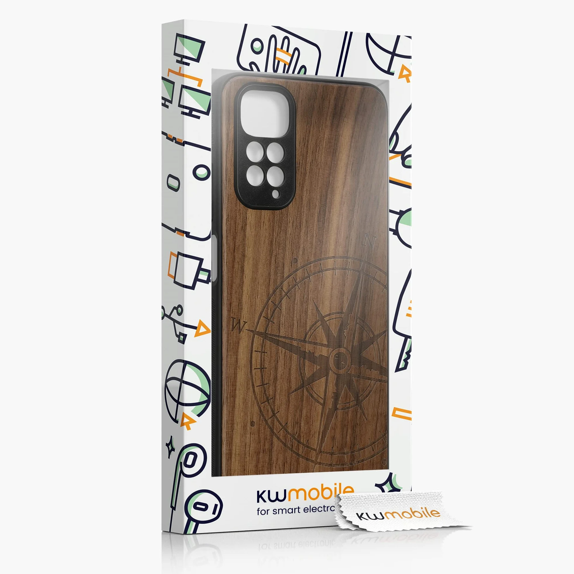 kwmobile Carcasa Compatible con Xiaomi Redmi Note 11 Note 11S Funda de Madera con Bumper Antigolpes