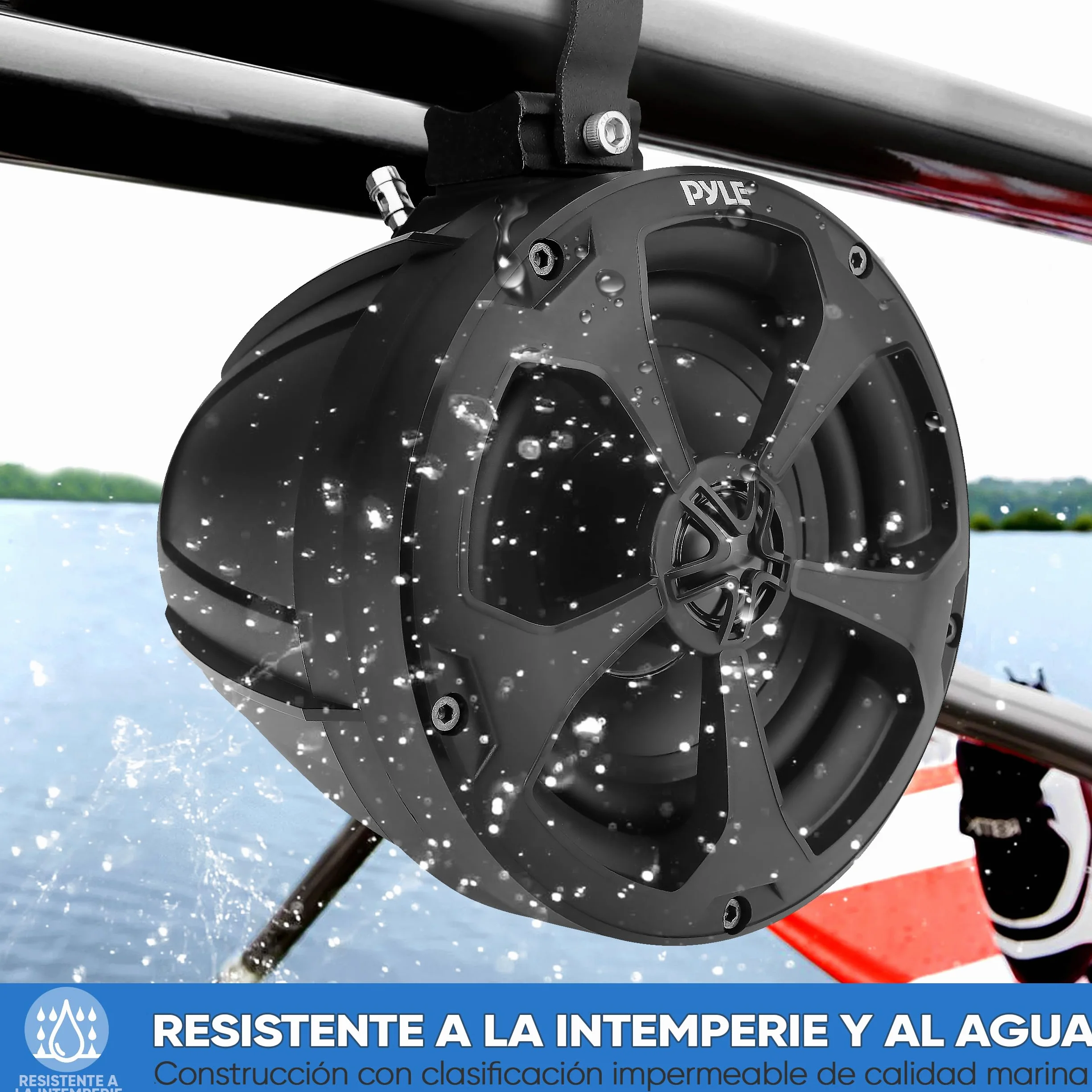 Pyle Altavoces Todoterreno, Impermeables, 2 vias, 13cms, Wakeboard Tower de 1000V, Sonido Estereo de Rango Completo para ATV, UTV, Quead, Jeep y Barco
