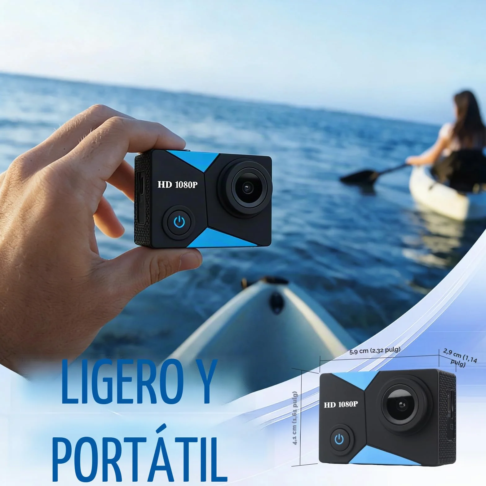 Cámara Deportiva 1080P Avec Carte Mémoire 32GB, 12MP Cámara de acción con Gran Angula Lente, Cámara Subacuática Impermeable 30M/98FT con 2 Baterías y Accesorios Kit para Casco y Bicicleta, etc.