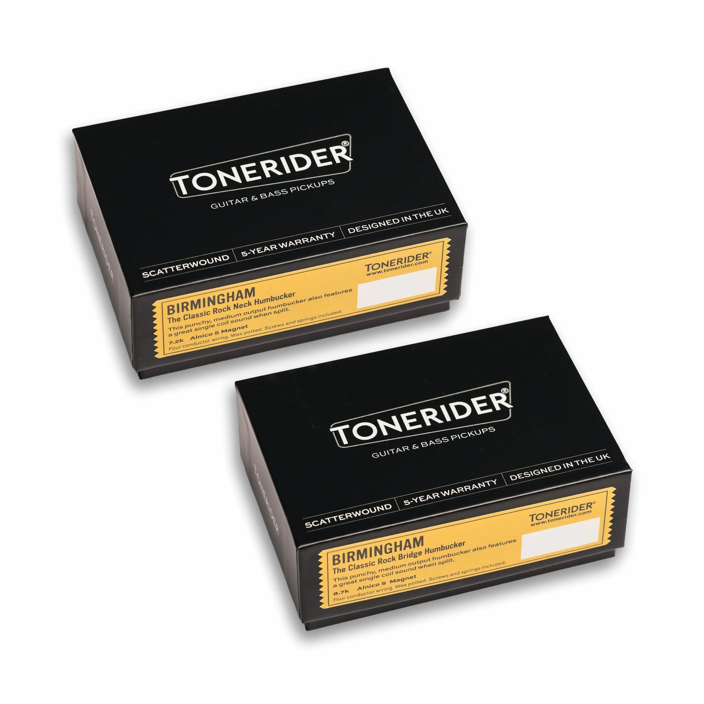 Tonerider Birmingham Humbucker - Juego de pastilla Humbucker, cebra, 50 mm de espaciado, 5 imanes Alnico, crujido británico, ideal para división de bobinas, cableado de 4 conductores