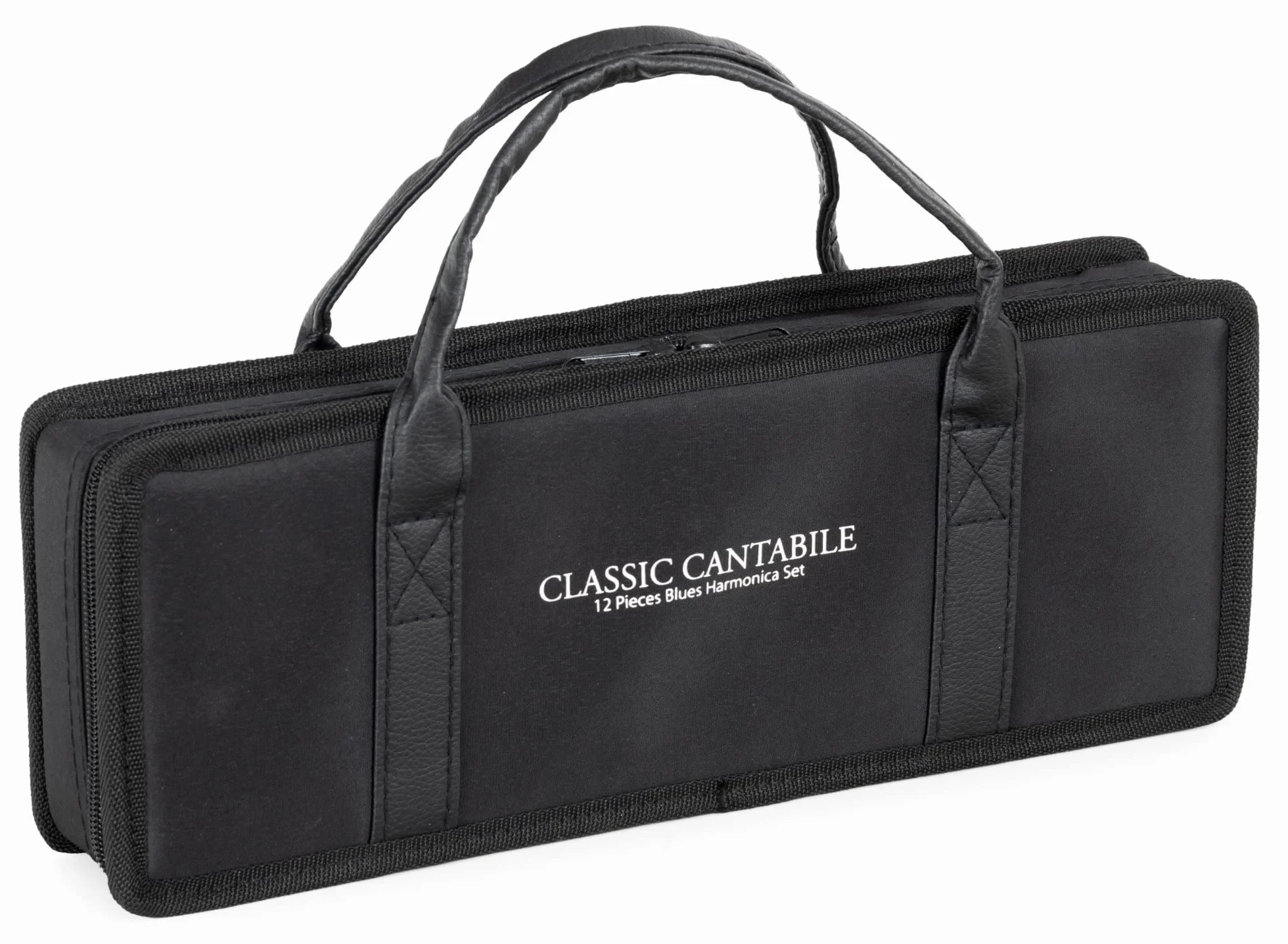 Classic Cantabile AHBS-12 Alabama Blues Harmonica Set De 12 Armónicas Diatónicas En Varias Tonalidades - 10 Lengüetas De Latón - Caja De Acero Inoxidable - Incluye Estuche Y Paño