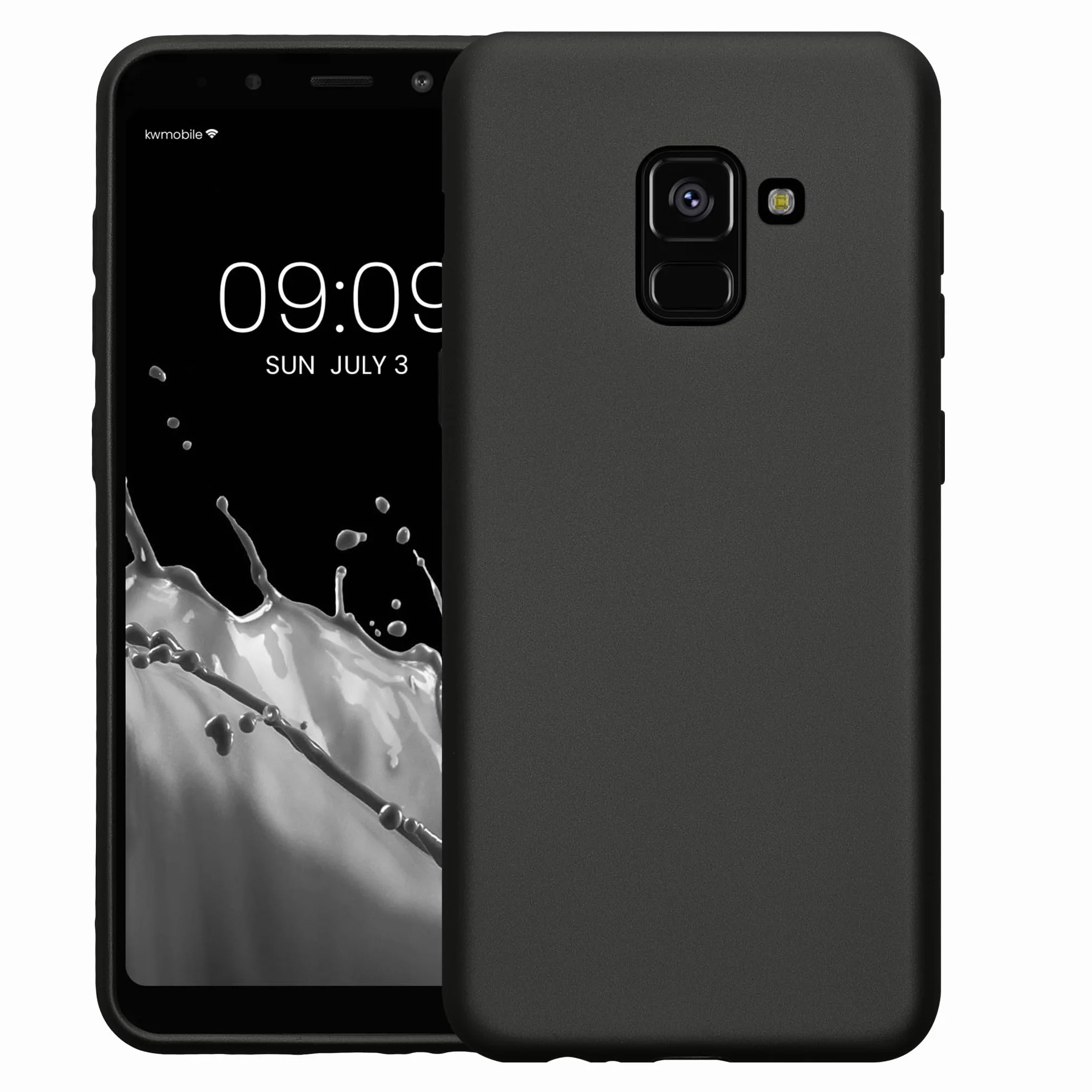 kwmobile Funda Samsung Galaxy A8 (2018) Carcasa TPU Silicona Ultrafino Antigolpes Gris Metalizado