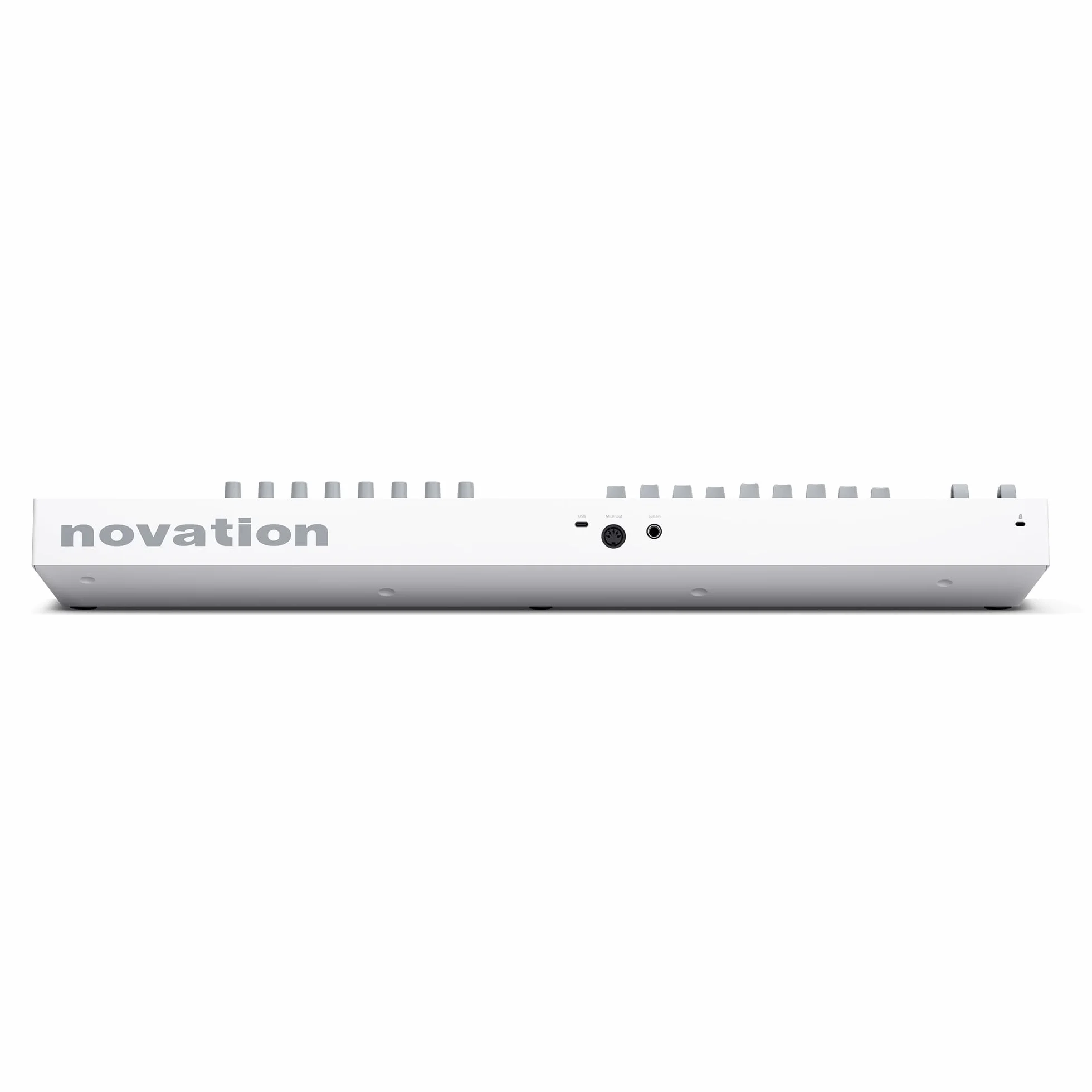 Novation Launchkey 49 Blanco [MK4]: Controlador de teclado MIDI, 49 teclas, semicontrapesado, USB, integración DAW. Modos Chord/Scale, 8 pads de percusión, arpegiador, paquete de software musical
