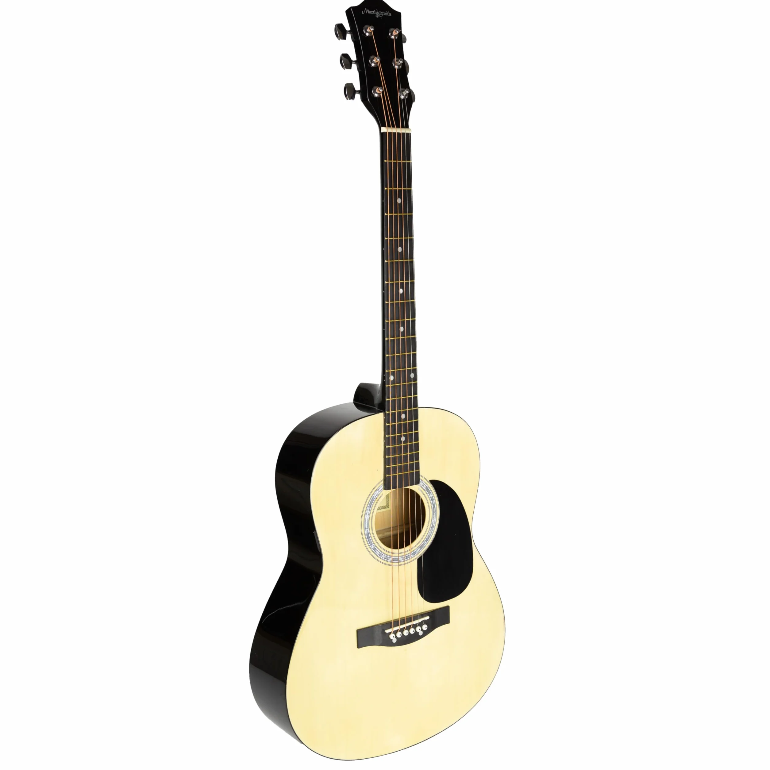 Martin Smith Kit de Guitarra Acústica Tamaño Completo para Principiantes, Natural, 6 Cuerdas de Acero con Soporte, Afinador, Funda, Correa, Púas y Clases