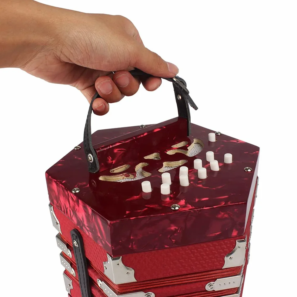Concertina Acordeón 20-Botón 40-Reed estilo Anglo con bolsa para el transporte