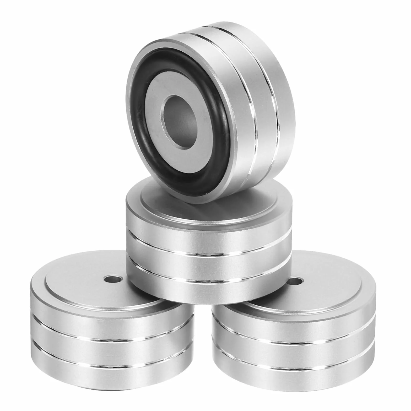 QUARKZMAN 4 Pcs Almohadilla De Aislamiento Para Subwoofer, 40x20mm Patas De Aislamiento Para Altavoces Púas De Aislamiento Para Altavoces Almohadilla De Aislamiento, Tornillos M4 Plateados