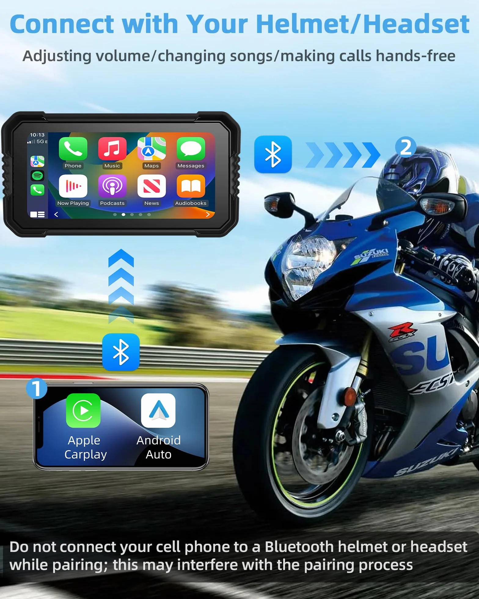4K Carplay Android Auto 6.25 Pulgadas Pantalla Táctil Dashcam Delantera Trasera GPS IP67 Impermeable Doble Bluetooth Siri Google Assistant