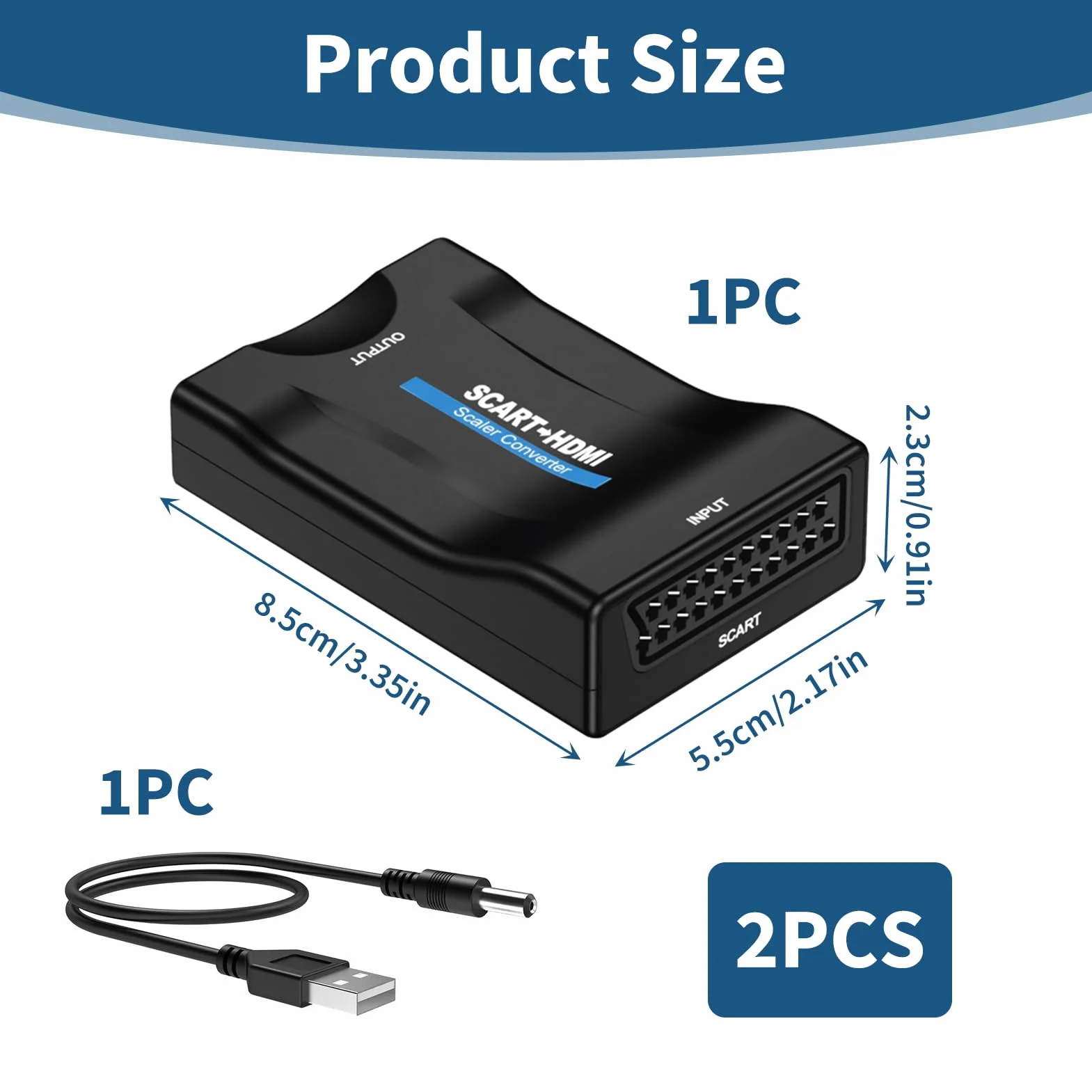 Adaptador de Euroconector a HDMI 4K, Convertidor Scart a HDMI 1080p con Entrada PAL NTSC, Soporta Resolución 720P/1080P, Compatible con Reproductores DVD, VHS, Consolas Retro, TV y Proyectores