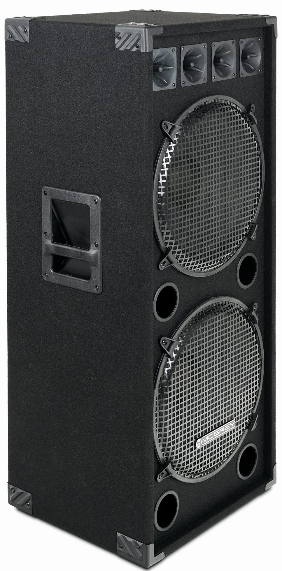 McGrey 2X DJ-2522 Altavoces DJ PA de 2 Niveles 2X 38cm (15") Subwoofer 1500W (Par, Pasivo, Sistema de 2 Vías, Caja de Madera)