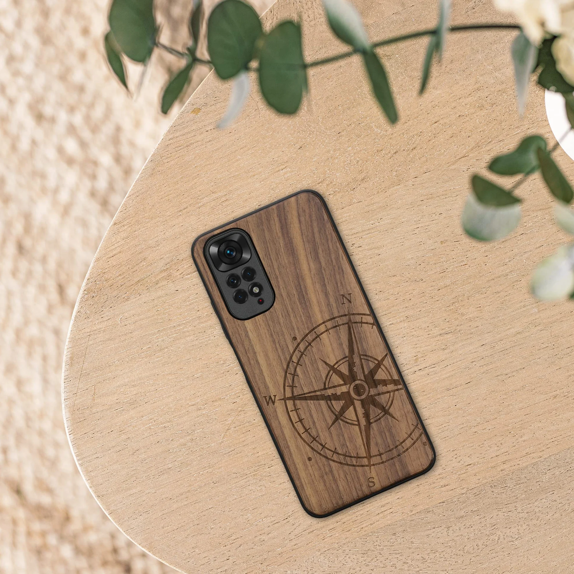 kwmobile Carcasa Compatible con Xiaomi Redmi Note 11 Note 11S Funda de Madera con Bumper Antigolpes