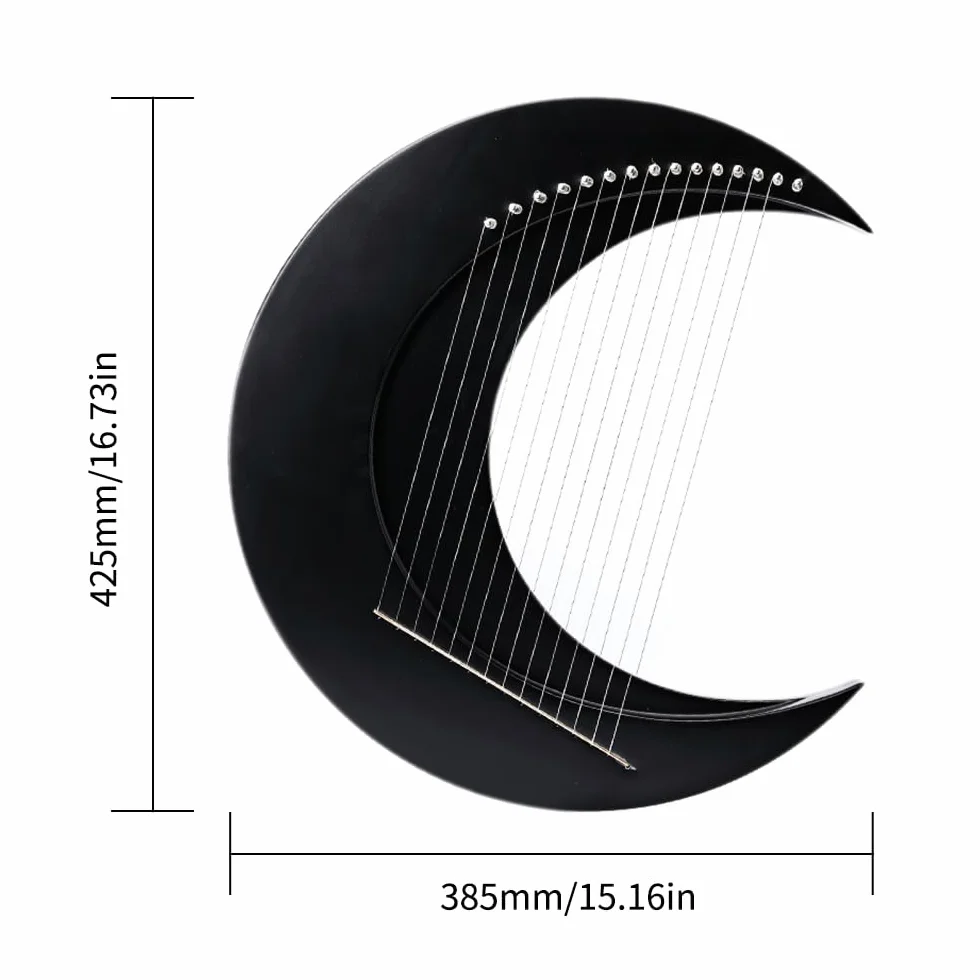 Arpa de Lira, Instrumento de Cuerdas de Arpa Portátil, Arpa de Madera, con Llave de Afinación Cuerda de Repuesto Almohadilla Antideslizante Cubierta de Columna de Cuerda (Negro y