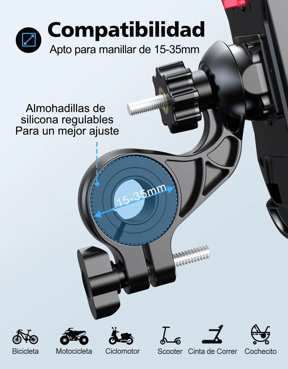 Soporte Móvil Bicicleta Universal 360° Rotación Anti Vibración para Manillar Compatible 4.7-6.8" iPhone