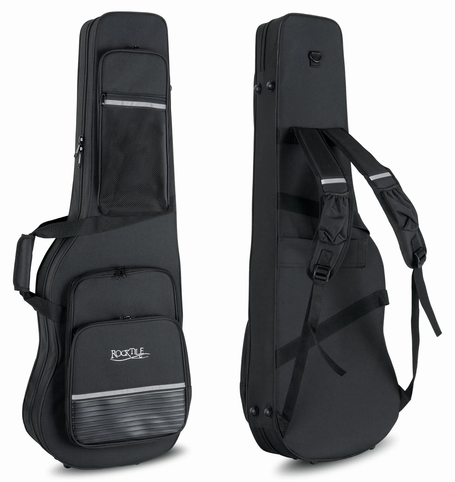 ROCKTILE Funda Premium para Guitarra Eléctrica - Gigbag con Acolchado Térmico Extra Grueso - Estuche para Guitarra Eléctrica con 3 Bolsillos Exteriores Grandes para Partituras Y Accesorios