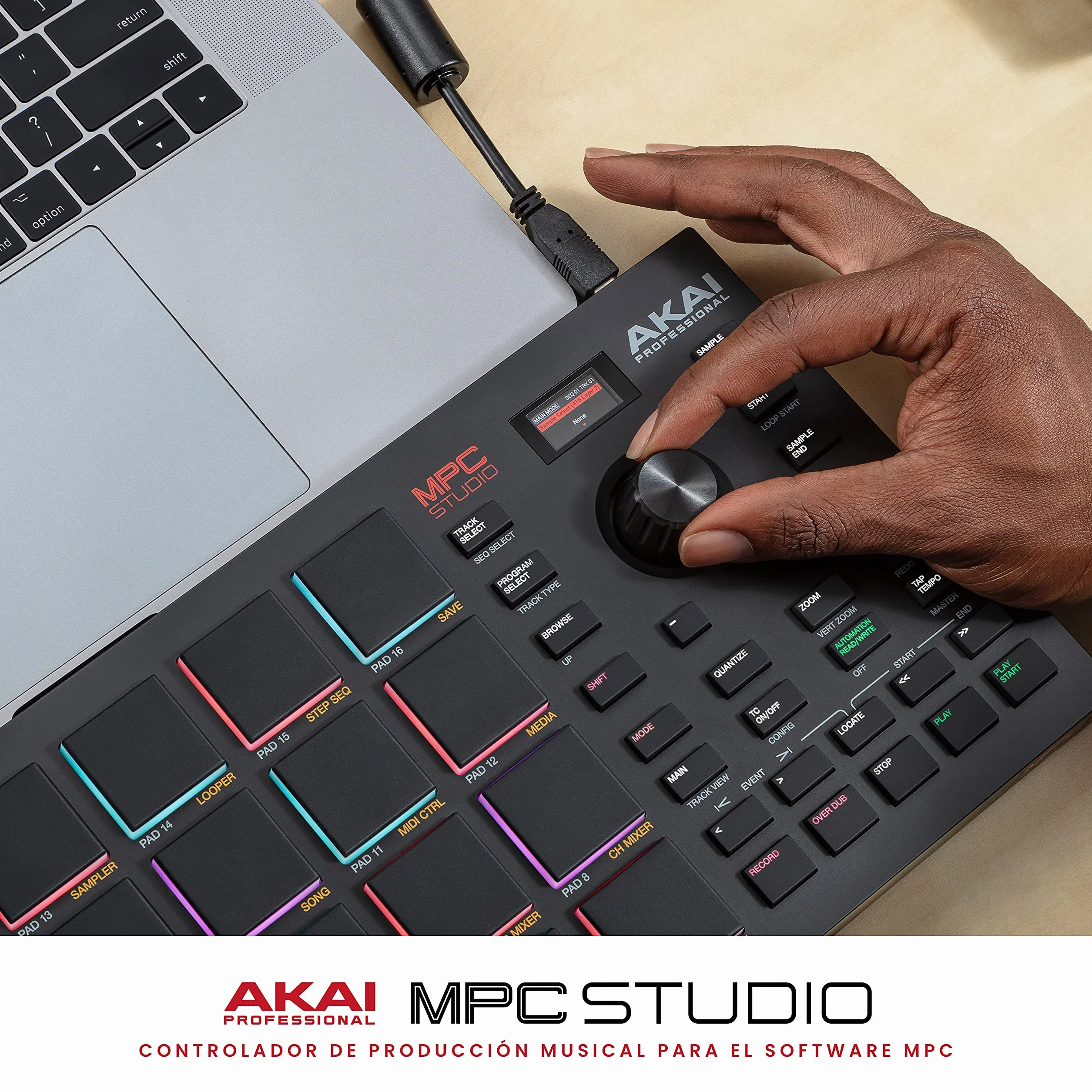 Akai Professional MPC Studio - Controlador MIDI Beat Maker con 16 pads RGB sensibles a la velocidad, software MPC, Touch Strip asignable y pantalla LCD