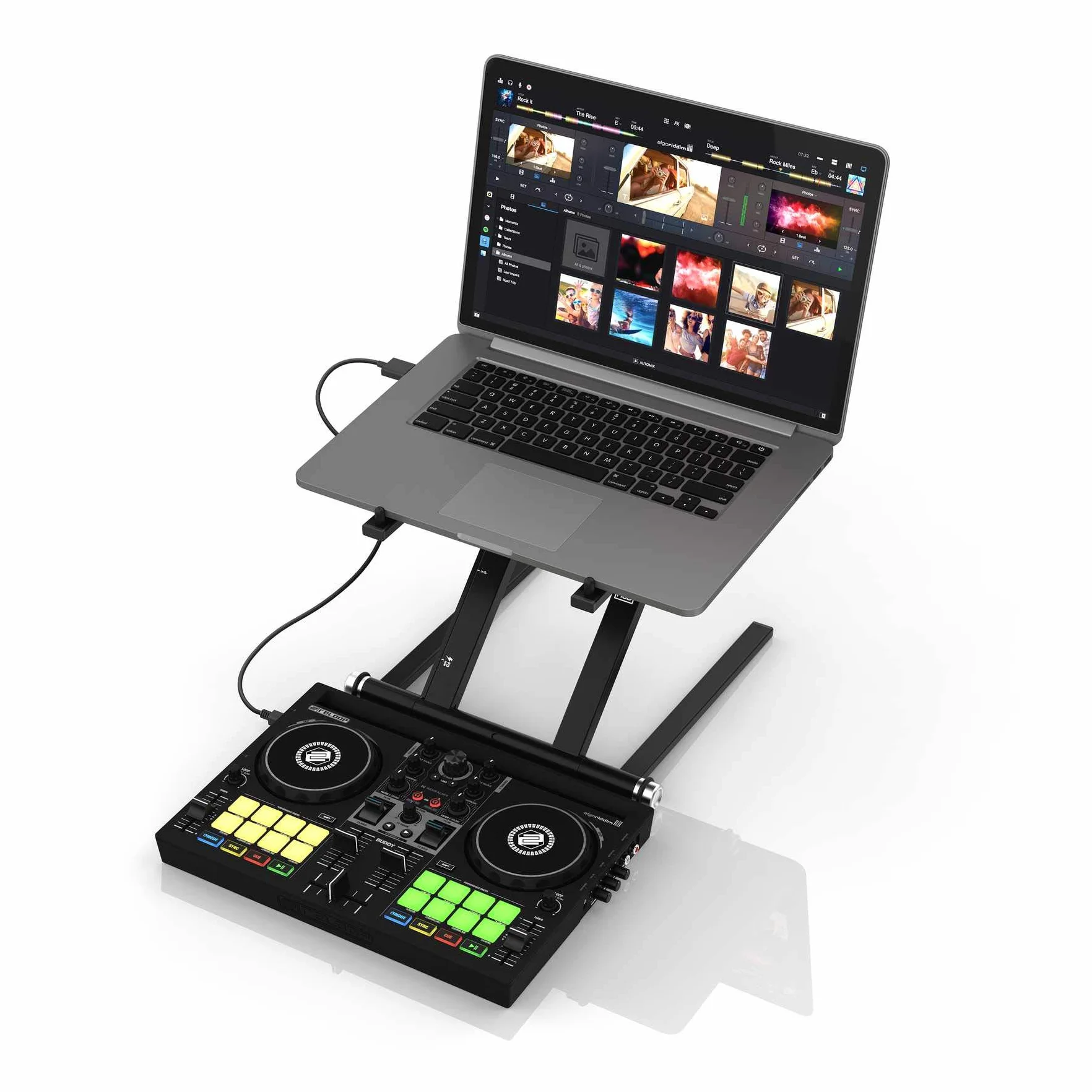 Reloop Buddy - Controlador DJ De 2 Canales Compacto Para Algoriddim Djay Pro En iOS, iPadOS, Android, Mac Y PC Con Pads De Rendimiento RGB, Paletas FX Y Control Neural Mix, Conexión USB, (Negro)