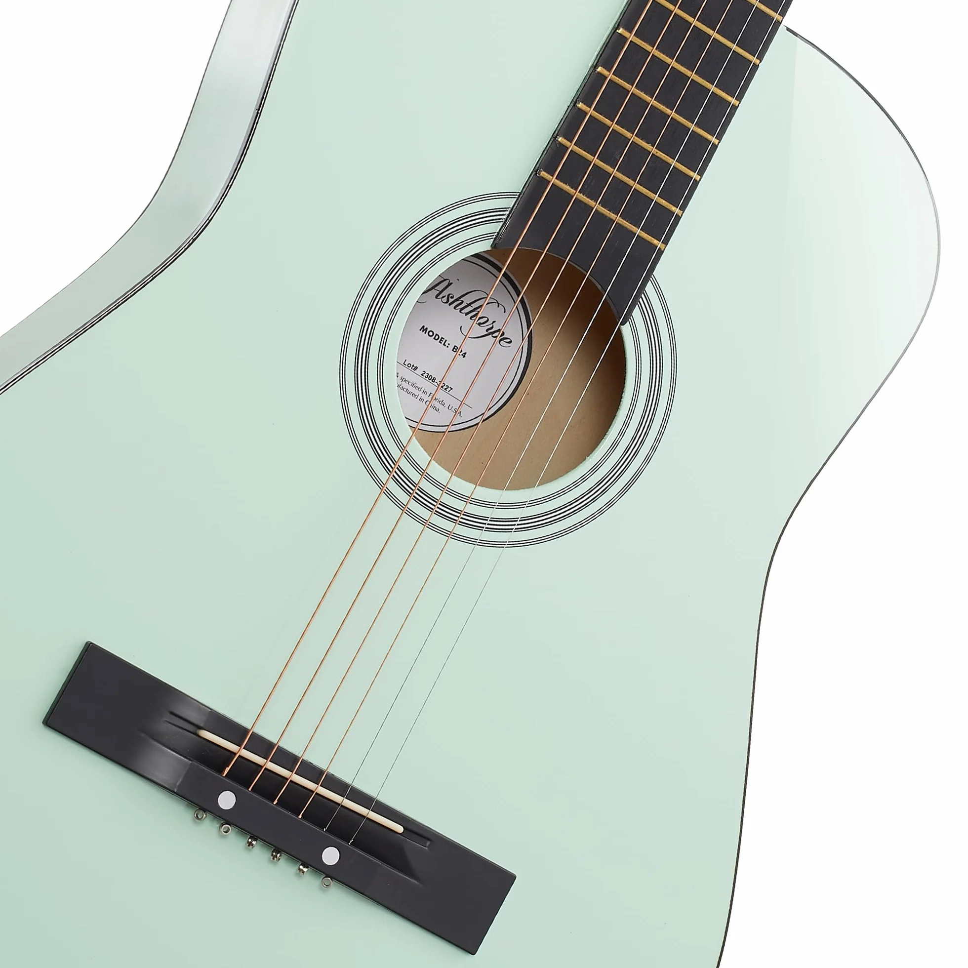 Ashthorpe Paquete de guitarra acústica para principiantes de 38 pulgadas (verde menta), kit básico para principiantes con bolsa de concierto, cuerdas, correa, afinador, púas