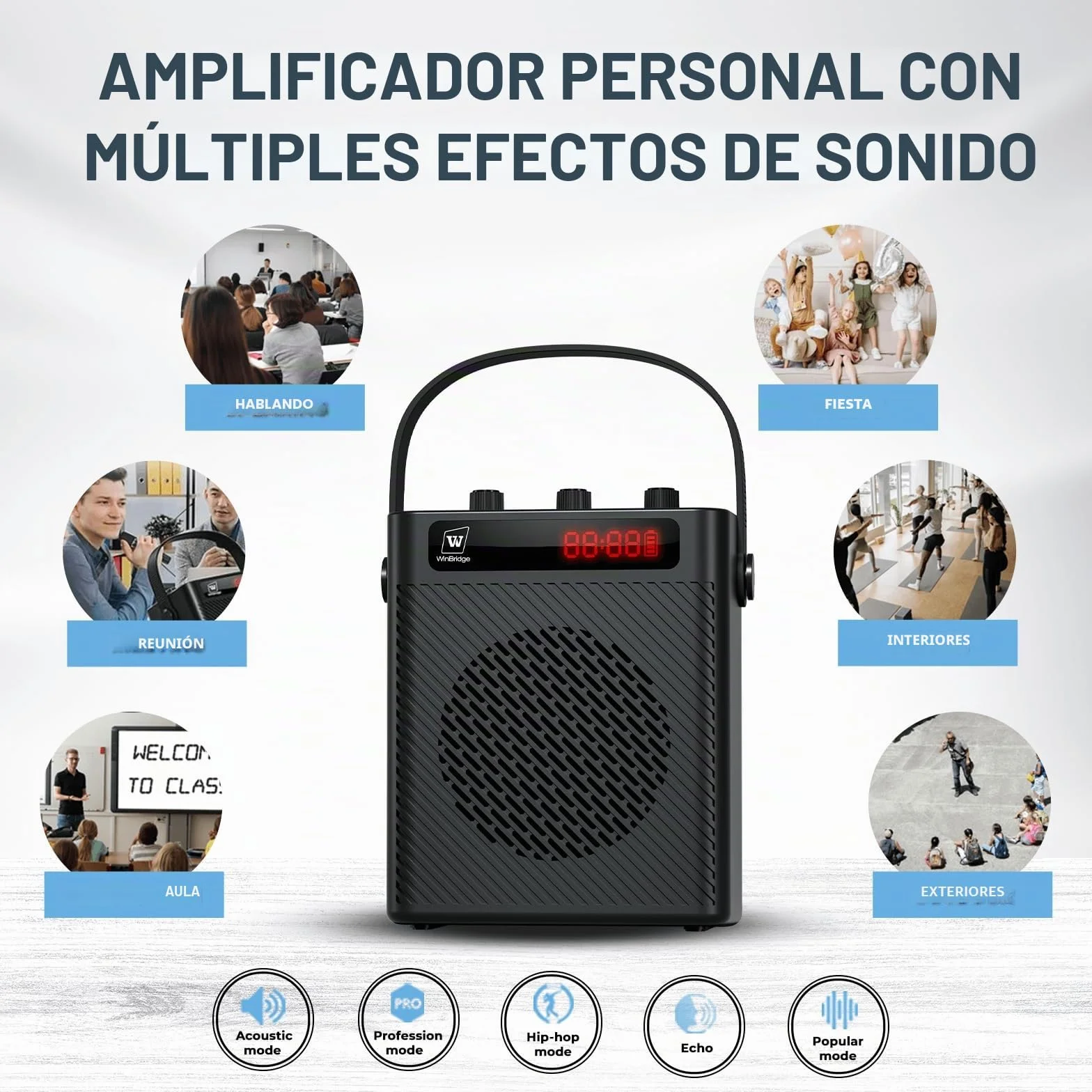Micrófono inalámbrico amplificador de voz/micrófono de mano, micrófono portátil de 40 W y altavoz, sistema de karaoke inalámbrico, altavoz Bluetooth con micrófonos, sistema PA personal, 4 efectos de