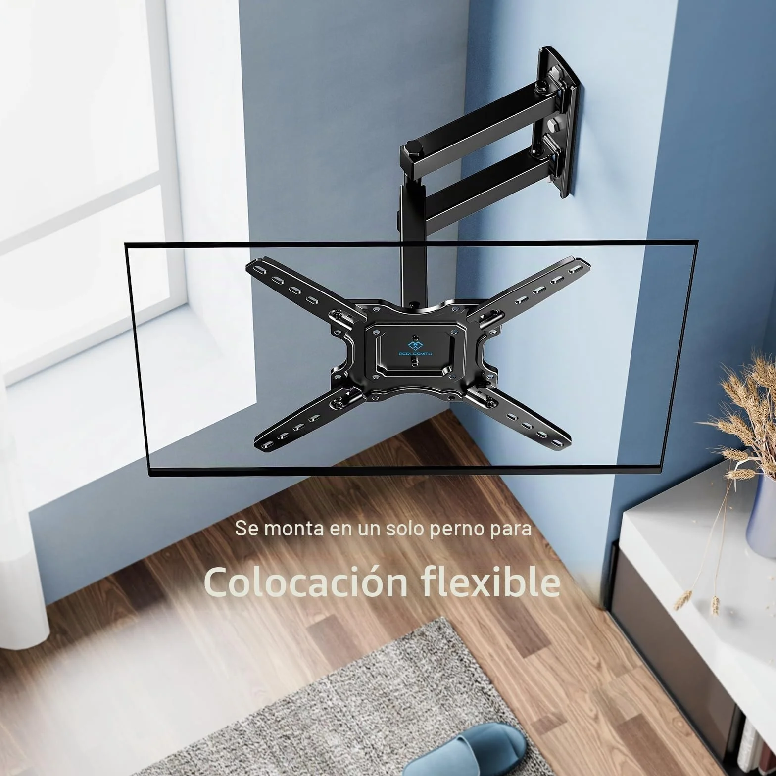 PERLESMITH Soporte TV Pared Inclinación Orientable Extensión 26-60 Pulgadas 35 kg VESA 400x400 mm