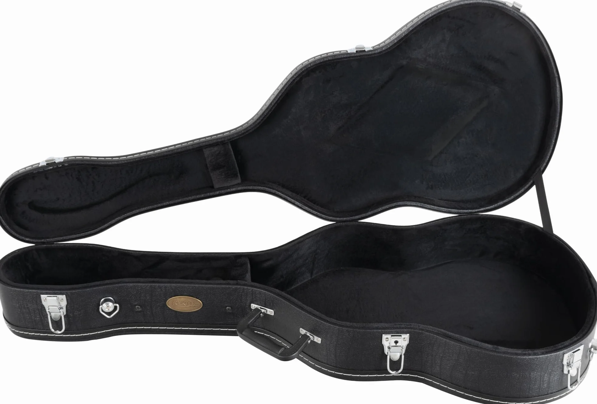 ROCKTILE Funda Deluxe para Guitarra Clásica - Funda Robusta para Guitarra Clásica Y De Concierto - Piel Sintética con Forro Interior Suave - Compartimento Integrado Y Asa - Cerrable - Negro