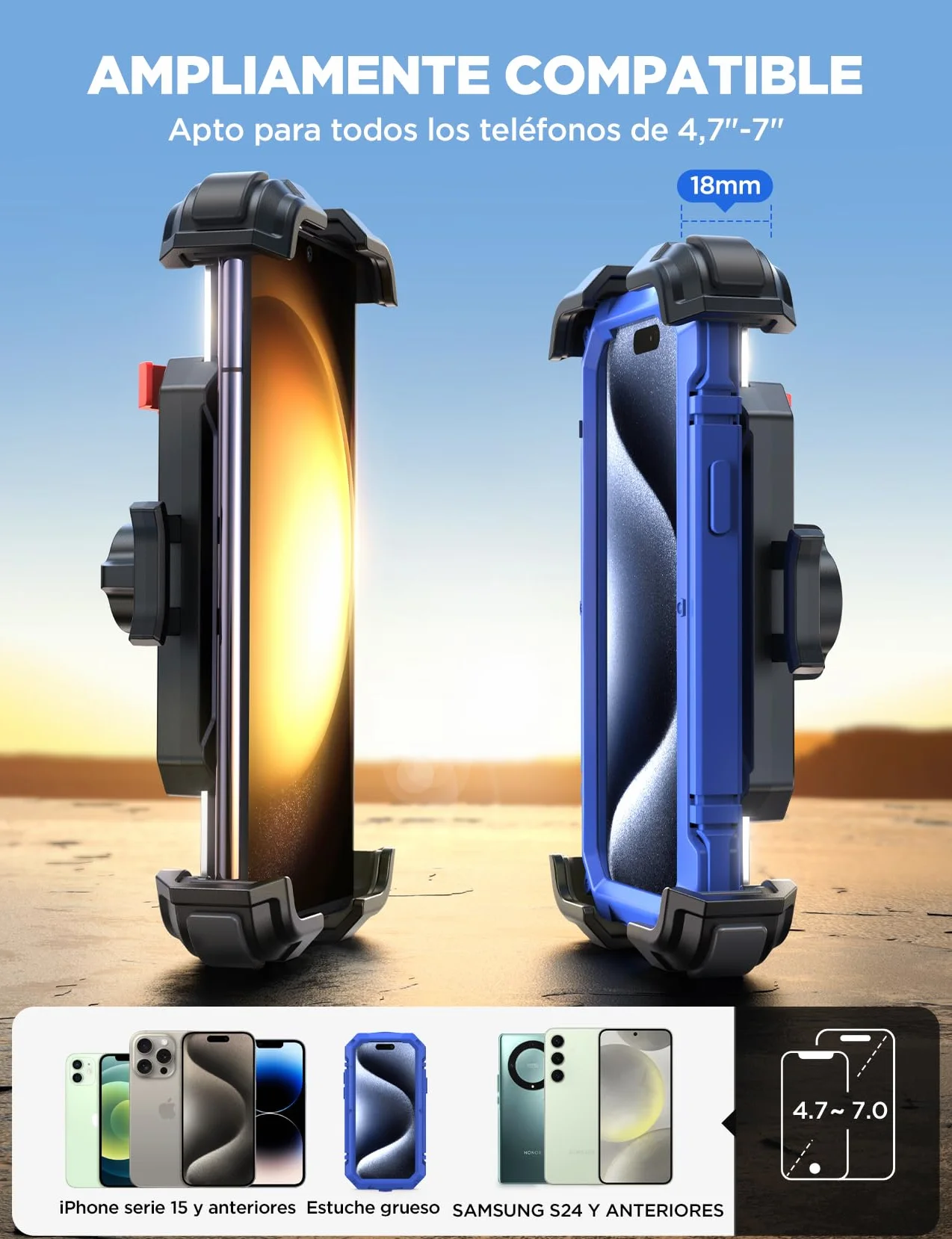 JOYROOM Soporte Móvil Moto Bicicleta Universal Porta Móvil Manillar para iPhone 16 Pro MAX Samsung 4.7-7" Teléfon