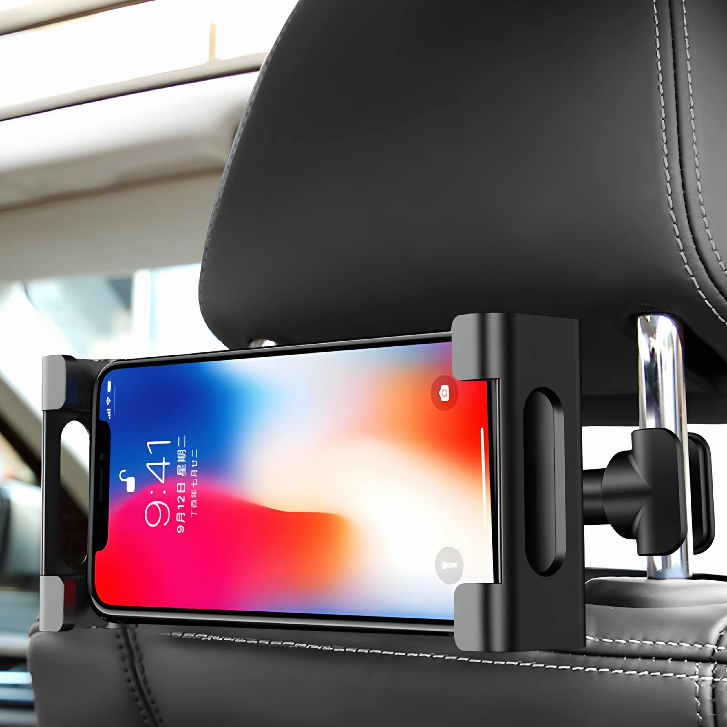 Retoo Soporte Tablet Coche Reposacabezas, Sujeta Cabezas 360° Rotación, Ajustable para Niños, Compatible con Dispositivos de 140-250mm, Funda y Accesorios para Móvil y Tablet