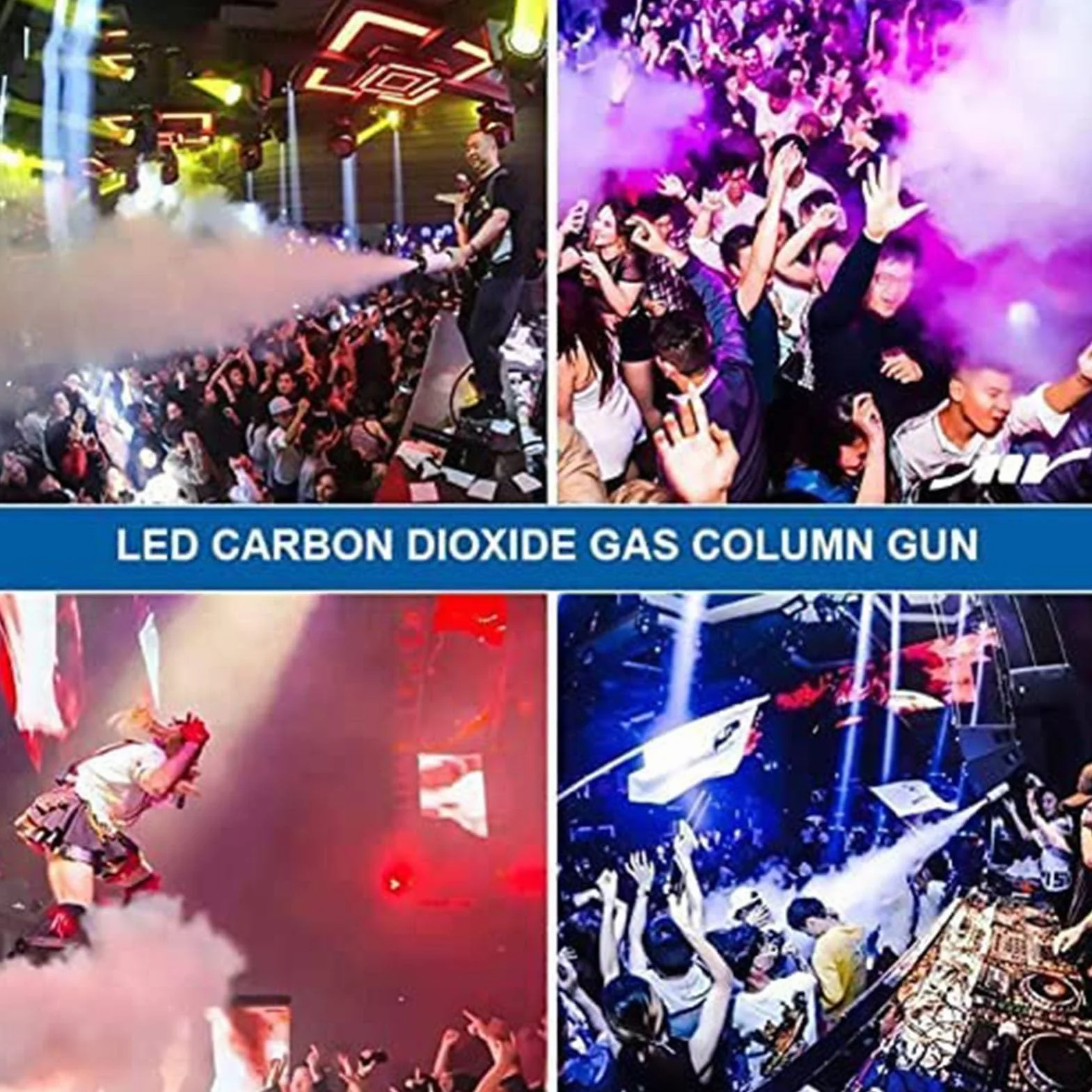 SenhE Pistola de CO2 LED de Mano, Máquina de Humo de CO2, Pistola de CO2, Efectos de DJ, Nebulizador, Pistola de Humo para Discoteca, DJ, Club, Fiesta en Vivo, Color: LED
