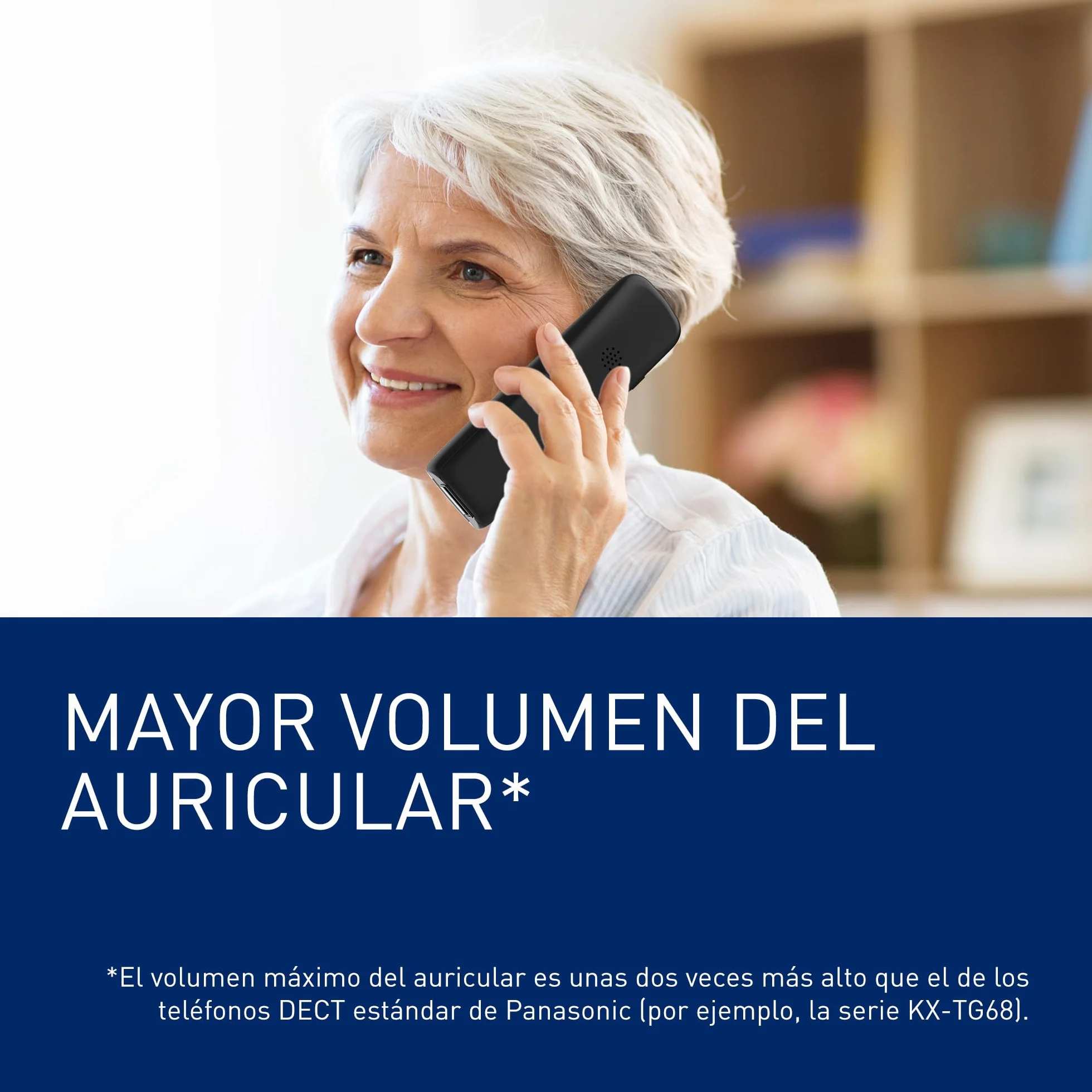 Panasonic KX-TGU110EXB Teléfono Inalámbrico Digital, Base y 1 Auricular, Pantalla LCD, Negro