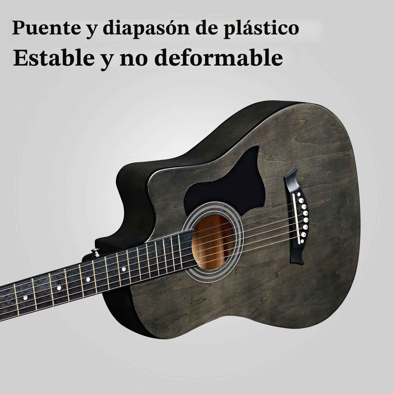 ADM Guitarra acústica para principiantes, 38 pulgadas, color azul para niños, estudiantes, adultos (cuerda de acero), color negro