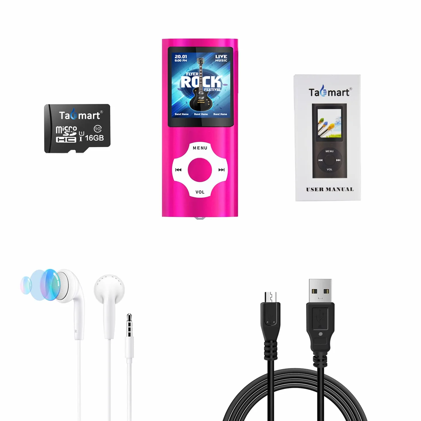 32GB Reproductor MP3 Portátil, MP3 con Pantalla de 1,8 Pulgadas LCD, HiFi MP3 Player Portátil sin Pérdida, E-Book, Radio FM, Grabadora de Voz, Auriculares Incluidos, Rosa