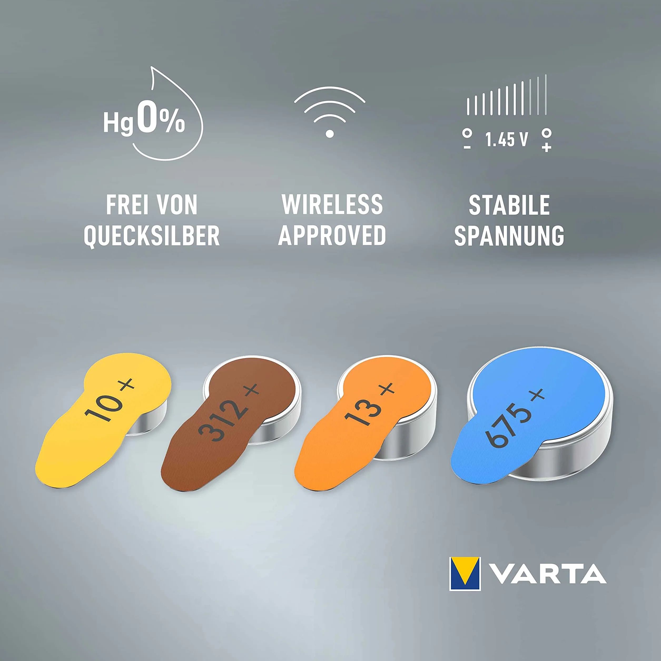 VARTA Pilas para aparatos auditivos tipo 312 marrón, paquete de 60, Power on Demand, Made in Germany