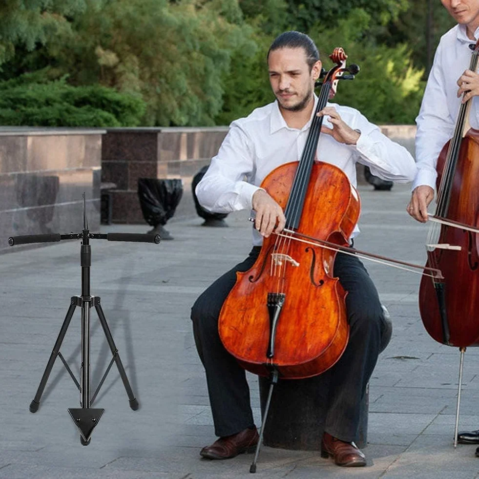 Ejoyous Soporte para Violonchelo y Violín, Plegable Trípode de Altura Ajustable, Acero Inoxidable, 4/4