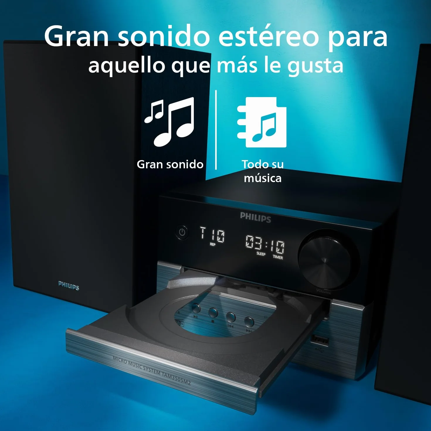 Philips TAM3505M2 Hi FI Micro System, Bluetooth, CD Player, USB, FM Radio and Auracast Dab, 85% Post-Consumer Recycled Materials