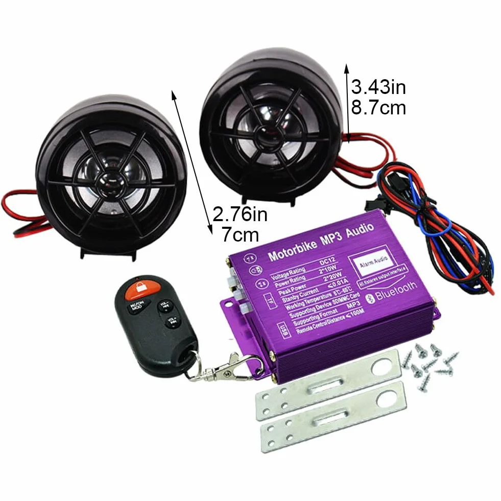 Control Remoto Motorycle De Alarma Bluetooth Con Aproximidad Mp3 Radio Altavoz Amplificador Antiblo