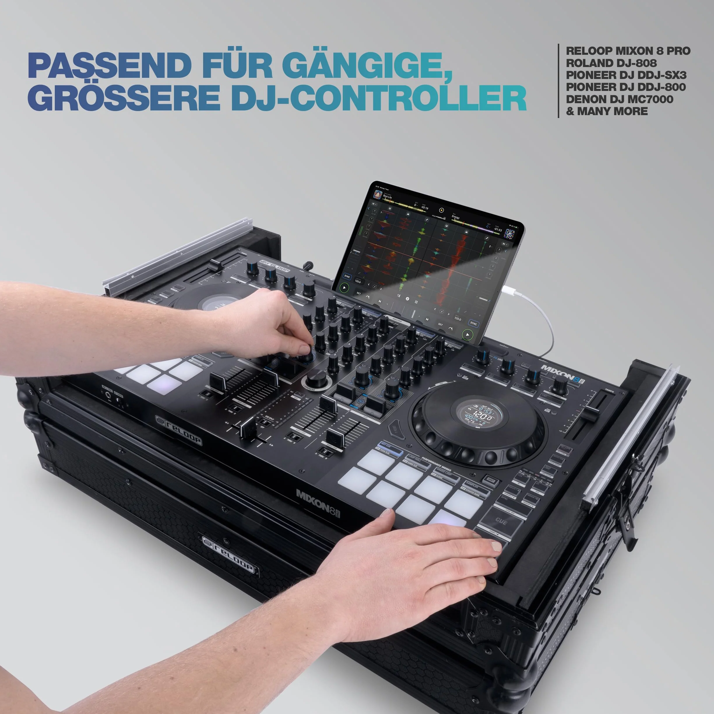 reloop Premium Large Controller Case - Carcasa para Controlador de DJ Hecha a Mano de Madera Robusta y Aluminio
