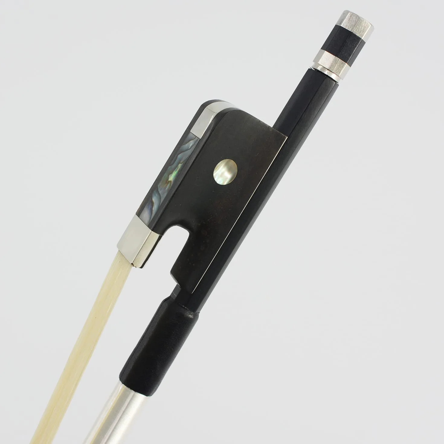 Arco de contrabajo vertical de fibra de carbono estilo francés Full 4/4 Tamaño 72.5 cm VINGOBOW Nivel avanzado Rana de ébano Sin blanquear Pelo de caballo real Pernambuco Rendimiento Tono cálido