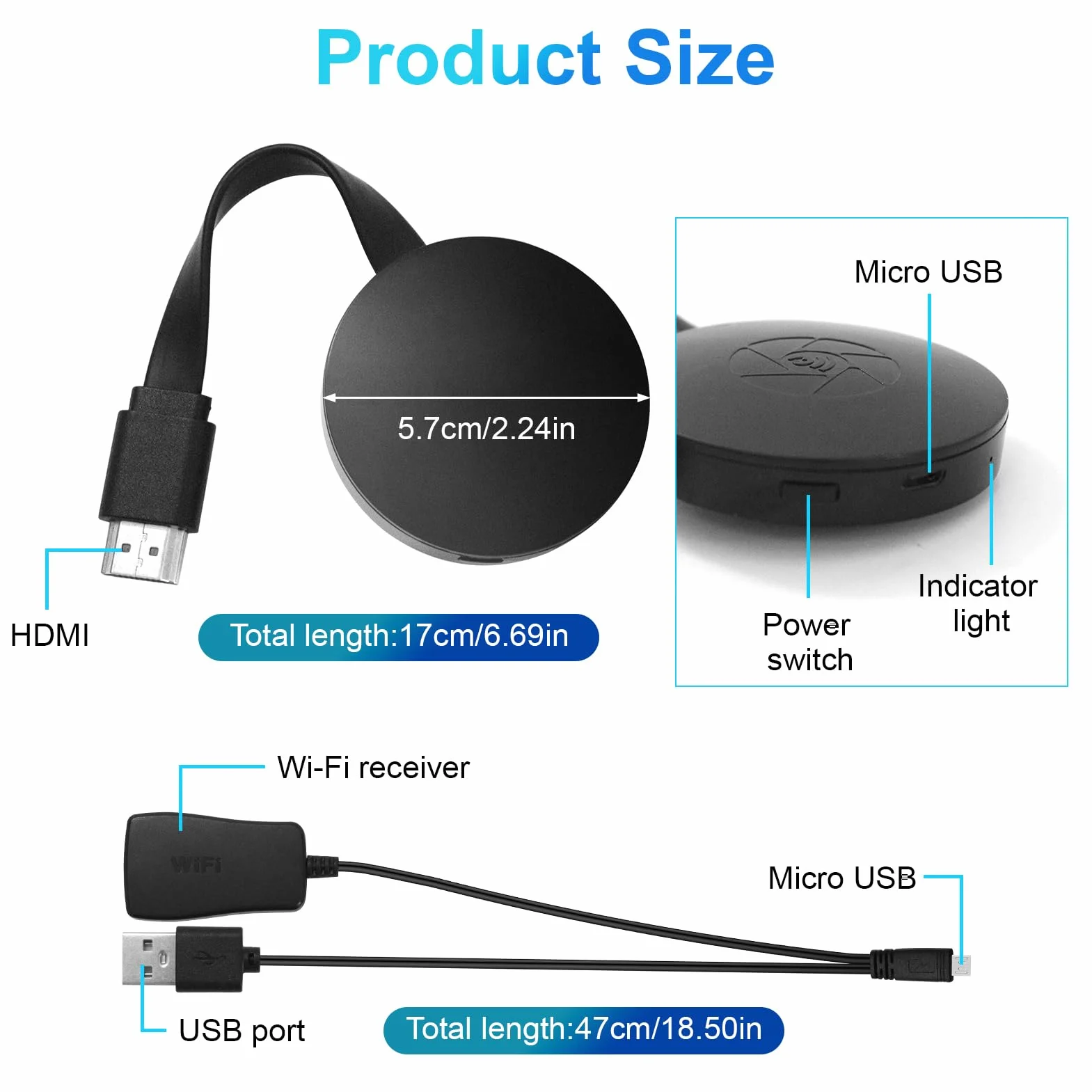 Adaptador HDMI Inalámbrico 4K WiFi Dongle para TV Proyector Miracast AirPlay DLNA