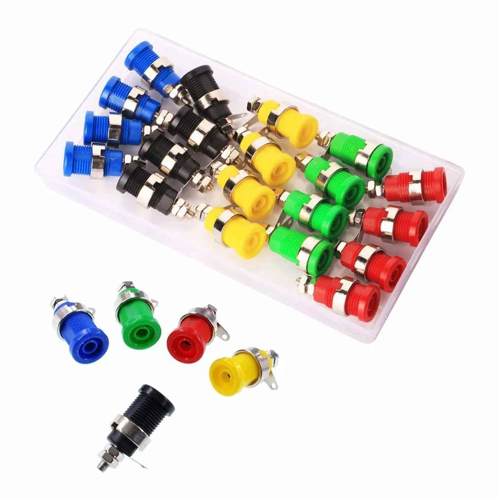 GTIWUNG 20Pcs Conectores Hembra de Conector Tipo Banana, 5 Colores Conector de Terminal del Altavoz, Conectores Chasis Plátano Hembra, para el Enchufe de Plátano de 4 mm